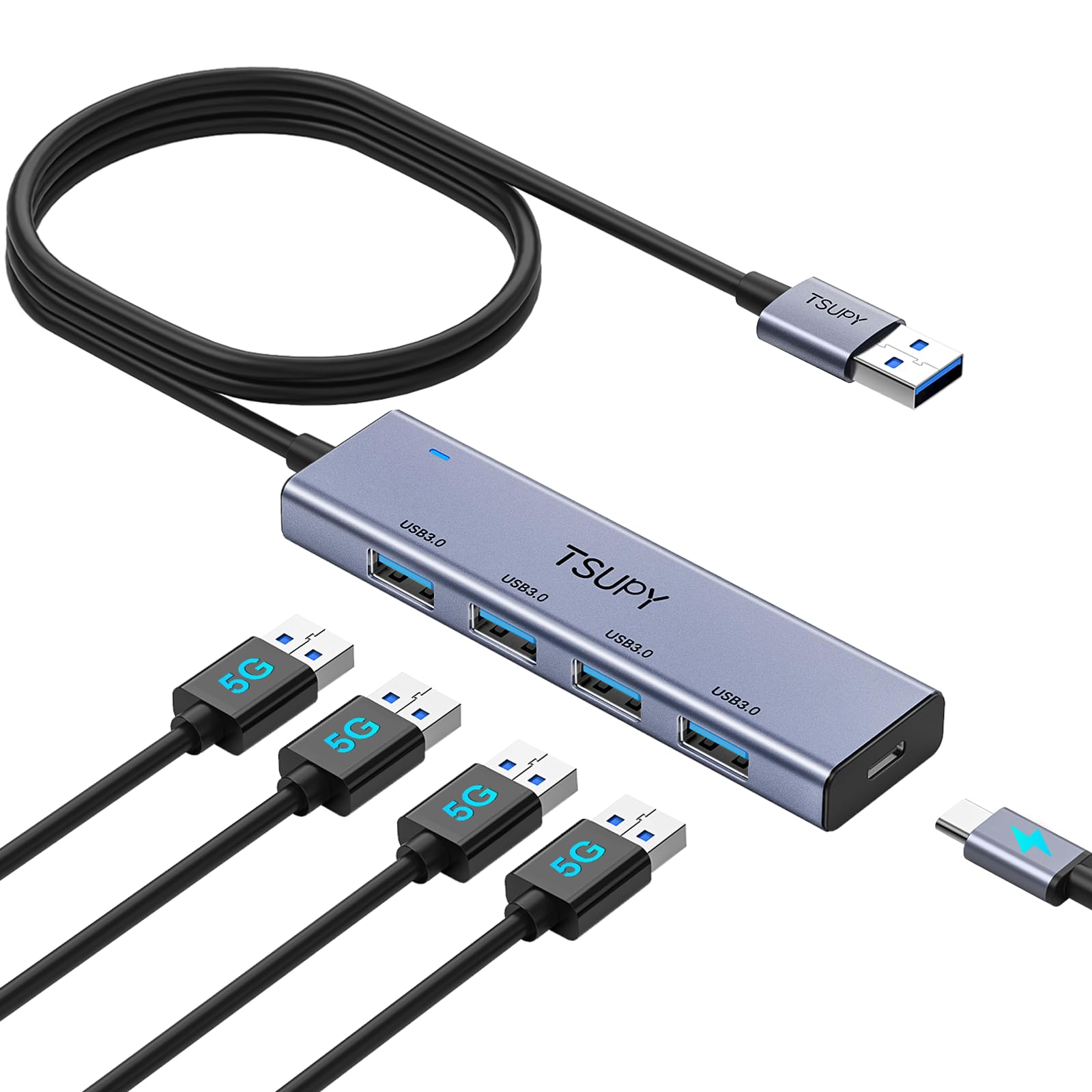 TSUPY Hub USB 3.0 Sdoppiatore Dati con Cavo 1,2m