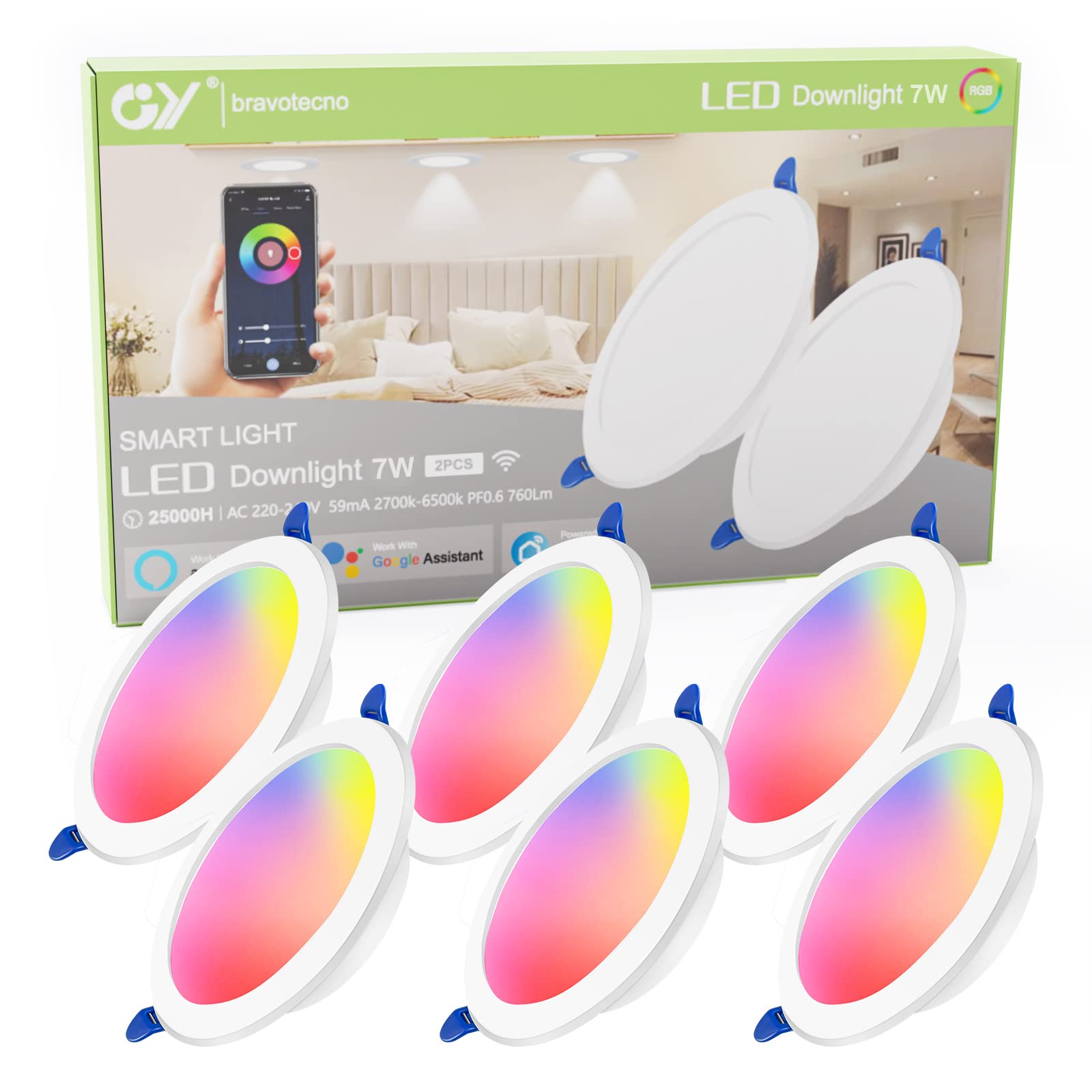 Gy Faretti Alexa da Incasso Smart RGBCW LED (6 pz)