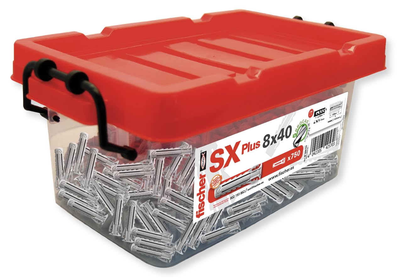 fischer 568733 Tasselli da Parete, Grigio, 8x40