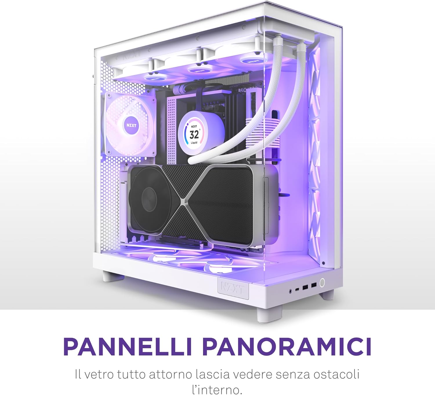 Nzxt H6 Flow RGB - Case Mid-Tower Compatto, Bianco - immagine 2