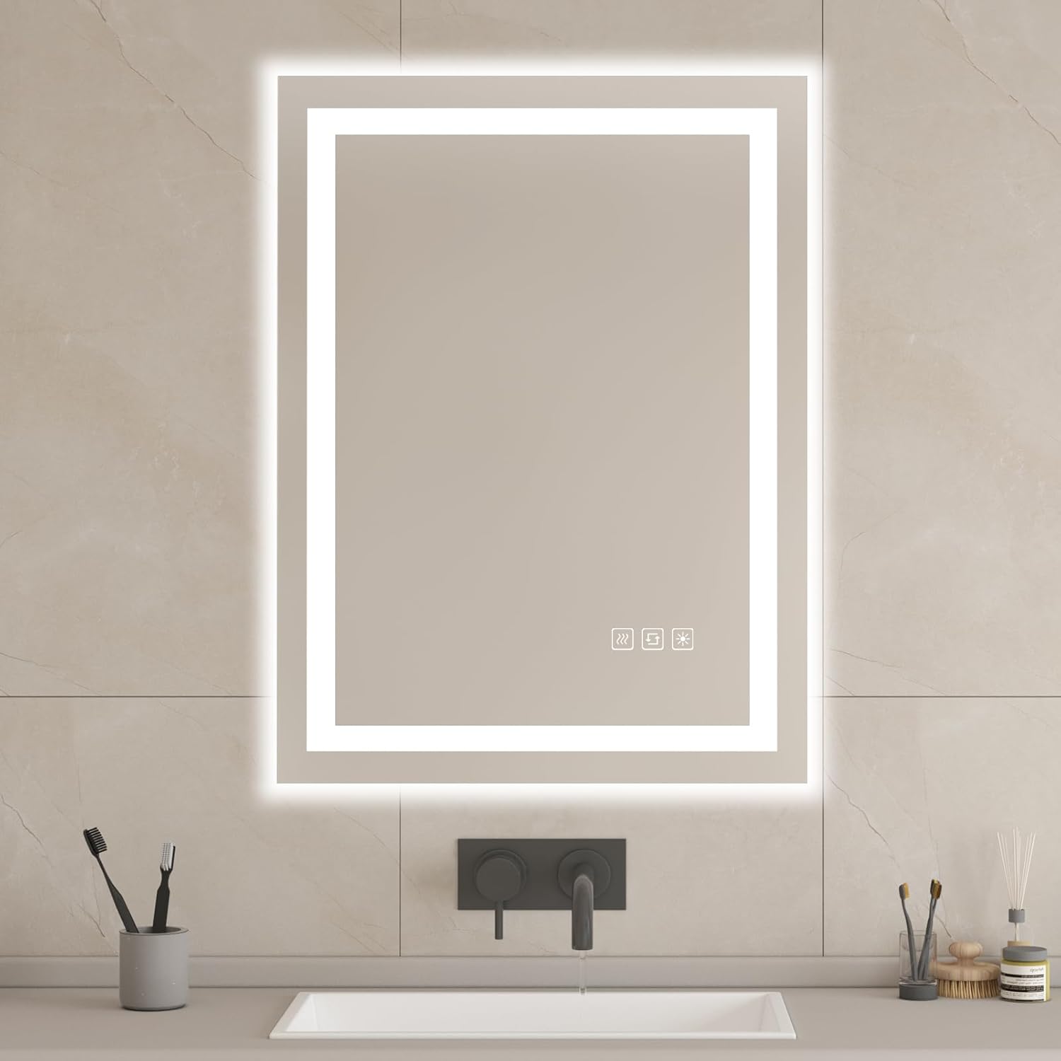 Furduzz Specchio Bagno LED 80x60cm con Controllo Tattile