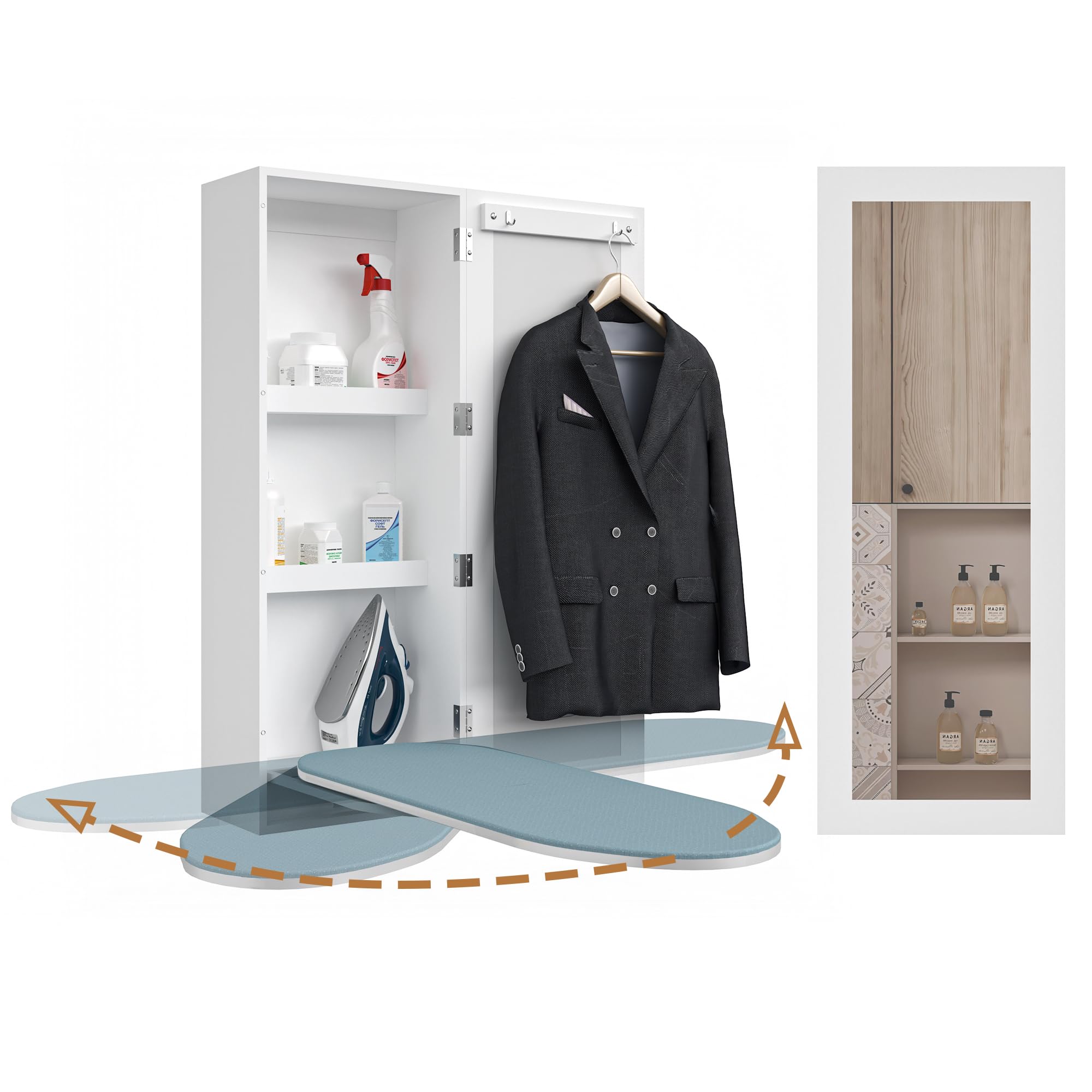 Organizedlife Armadio Asse da Stiro Pieghevole con Specchio