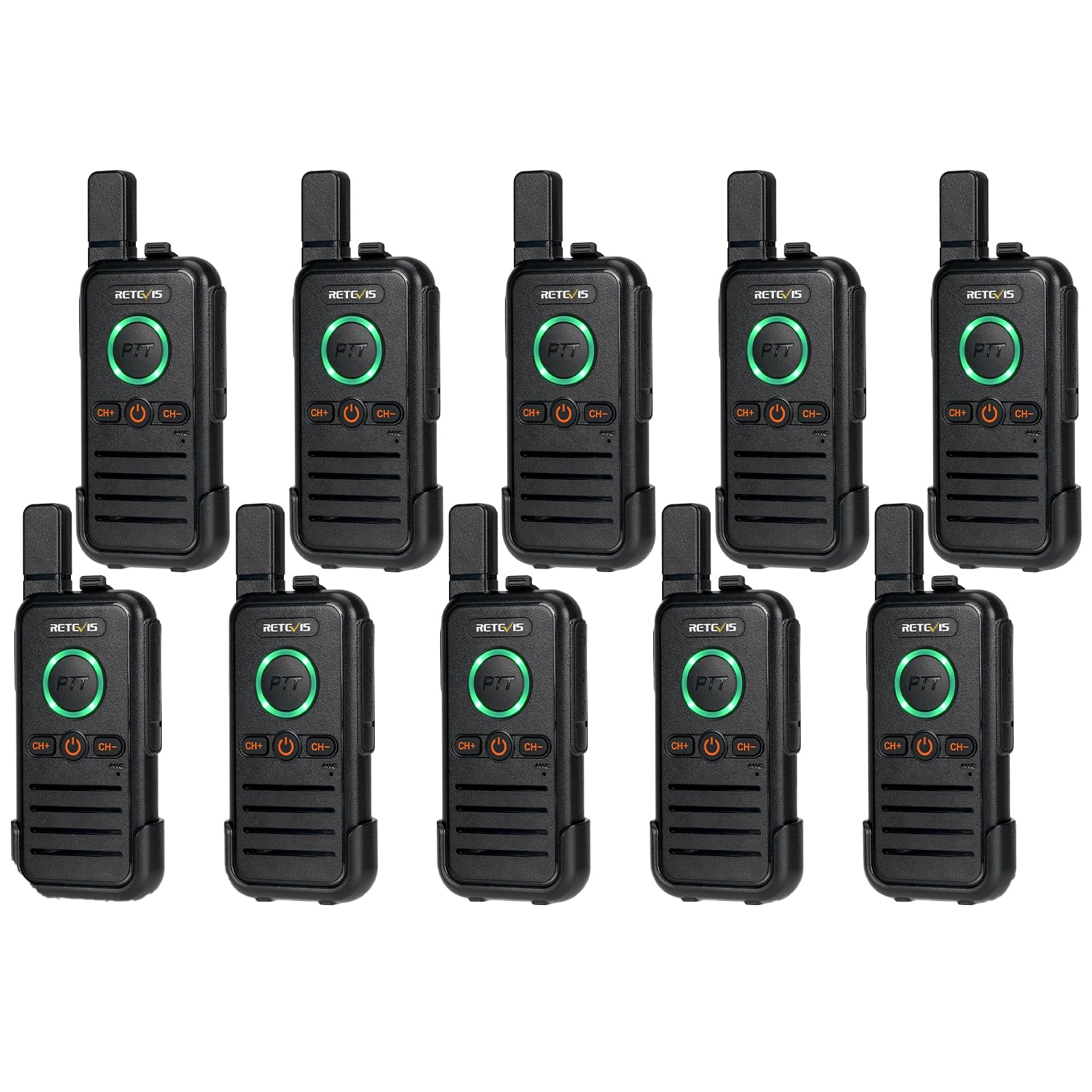 Retevis RB645 Walkie Talkie PMR446 per Adulti (10 Pezzi, Nero)