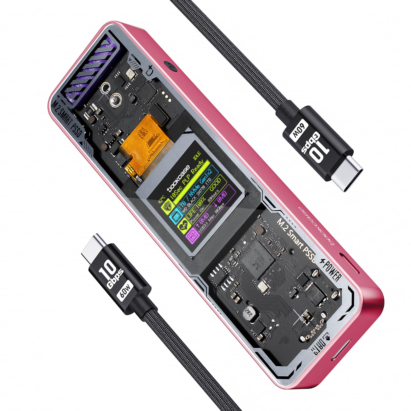 Dockcase Explorer Edition Smart Case SSD M2 NVMe 4TB, Rosa