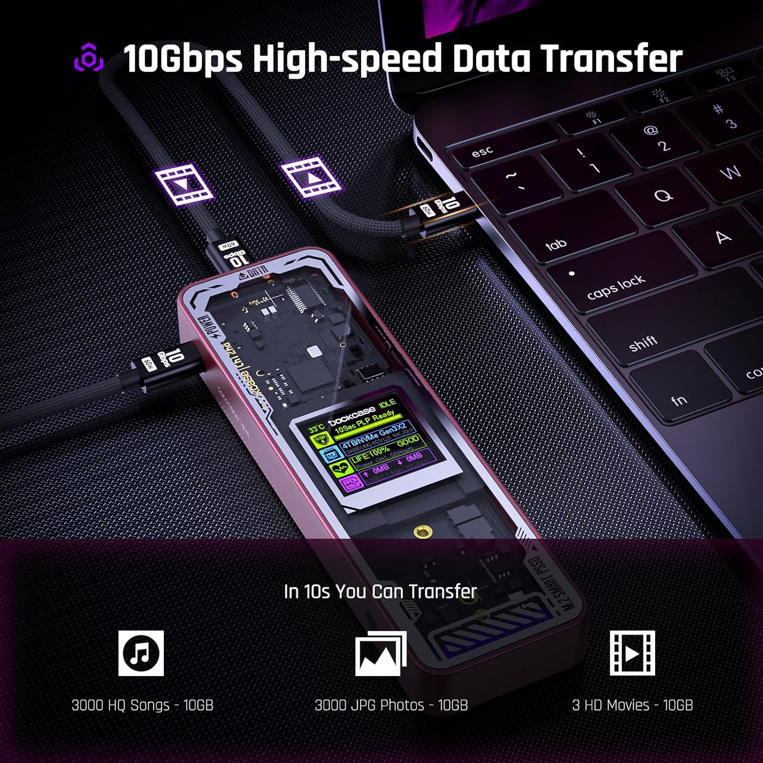 Dockcase Explorer Edition Smart Case SSD M2 NVMe 4TB, Rosa - immagine 6