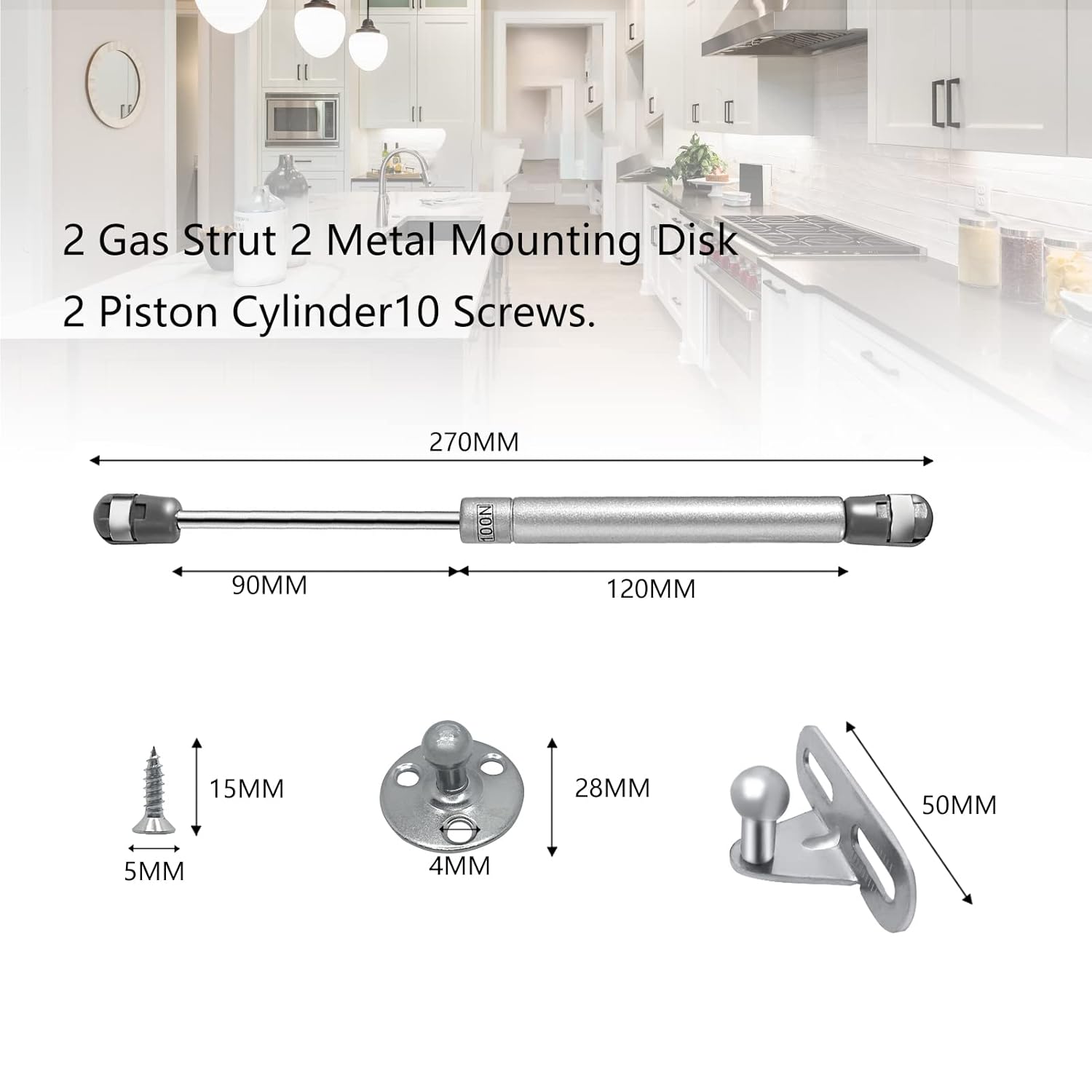 Molle a Gas 100N / 10KG per Ante Cucina - 6 Pezzi - immagine 6