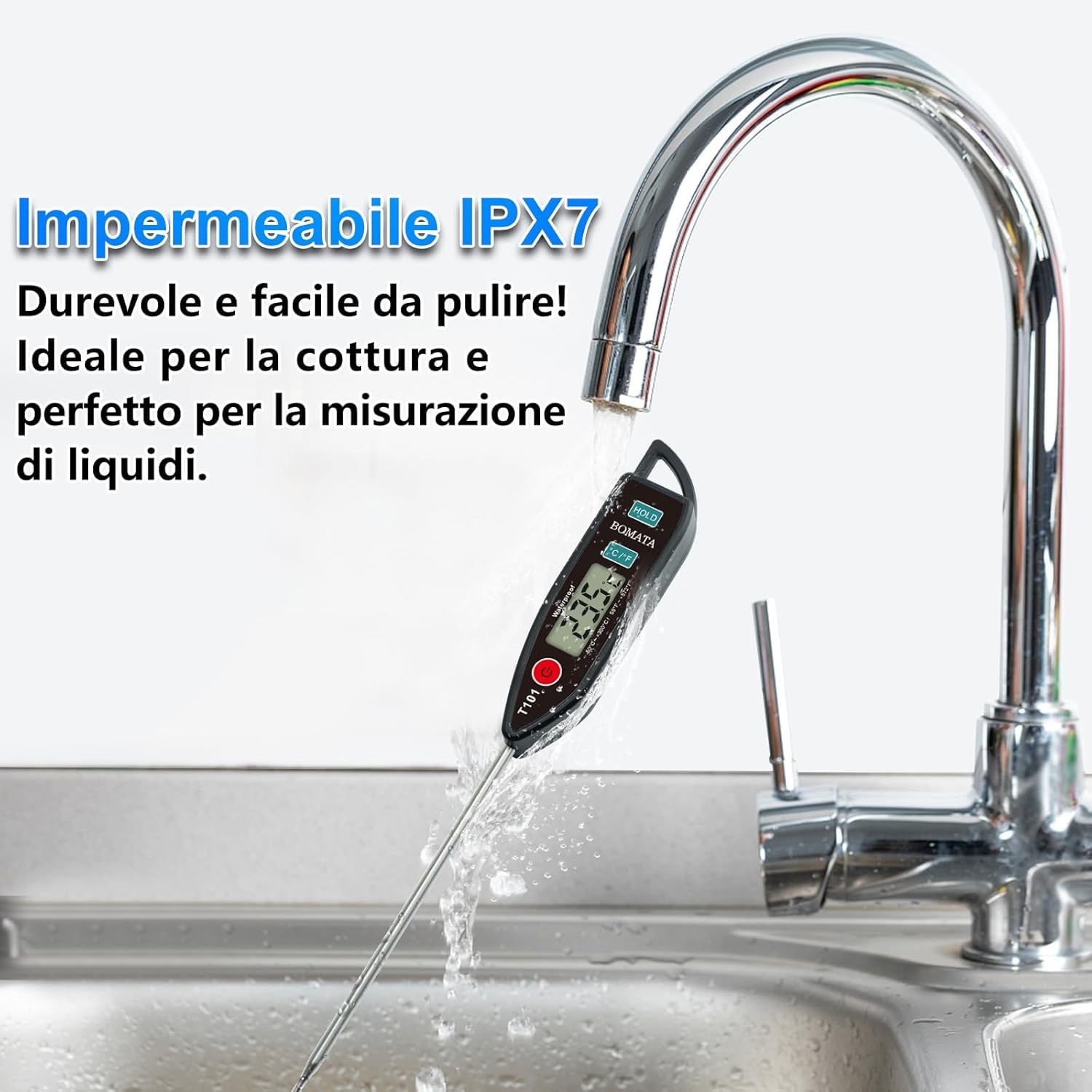 Bomata Termometro Impermeabile IPX7 T101 Nero - immagine 2