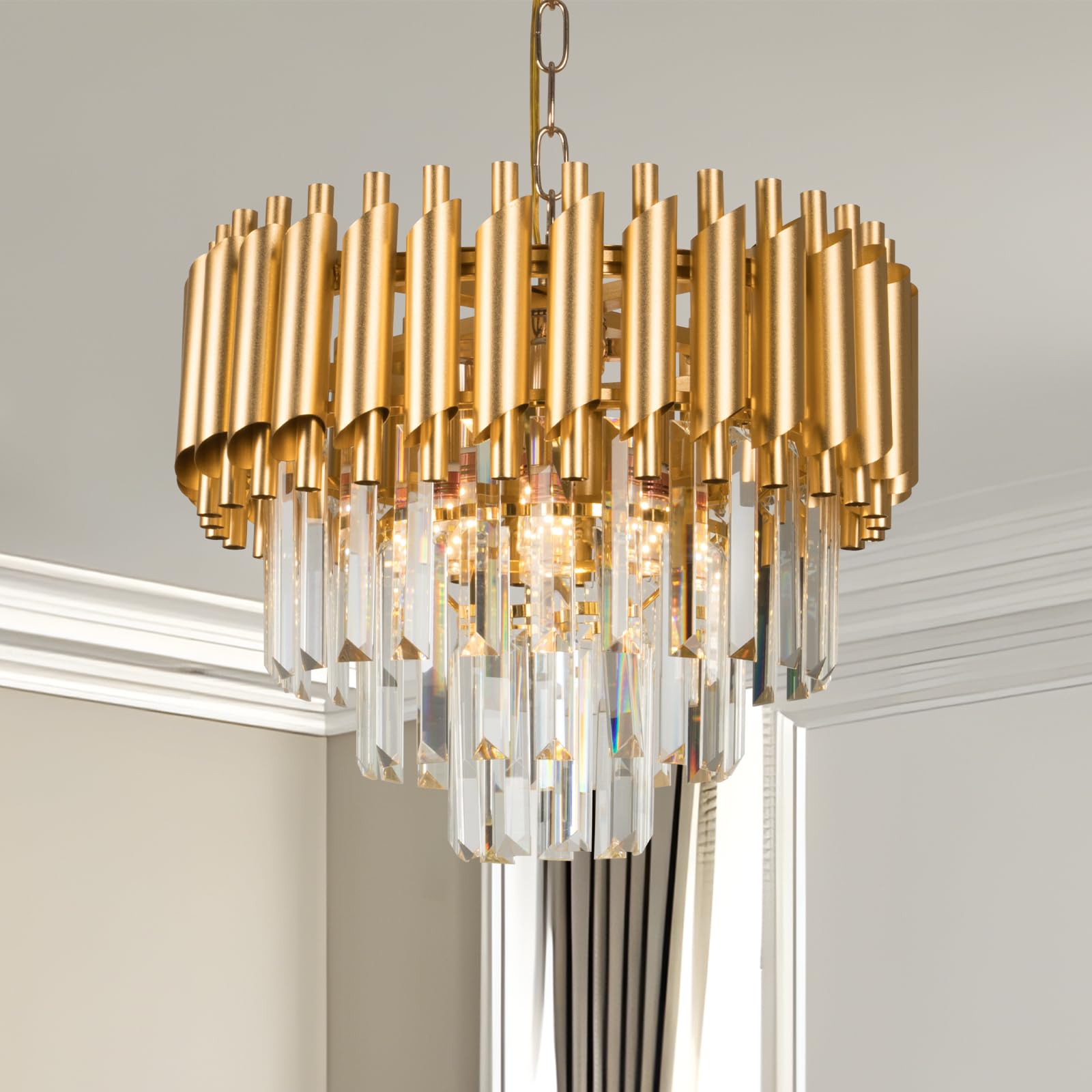 Frixchur Lampadario di Cristallo Moderno 3-Tier 15.7''
