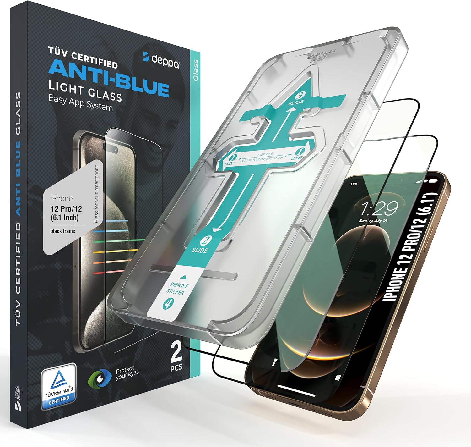 Deppa Pellicola Anti-Luce Blu Certificata per iPhone 12 Pro/12 - immagine 1