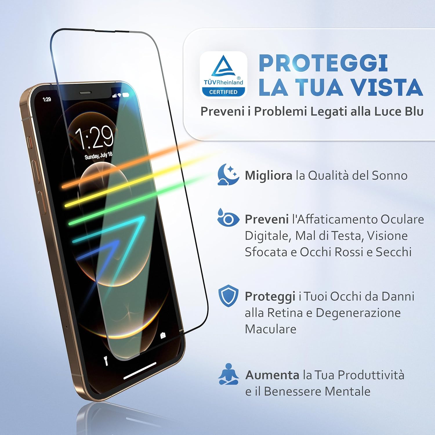 Deppa Pellicola Anti-Luce Blu Certificata per iPhone 12 Pro/12 - immagine 2