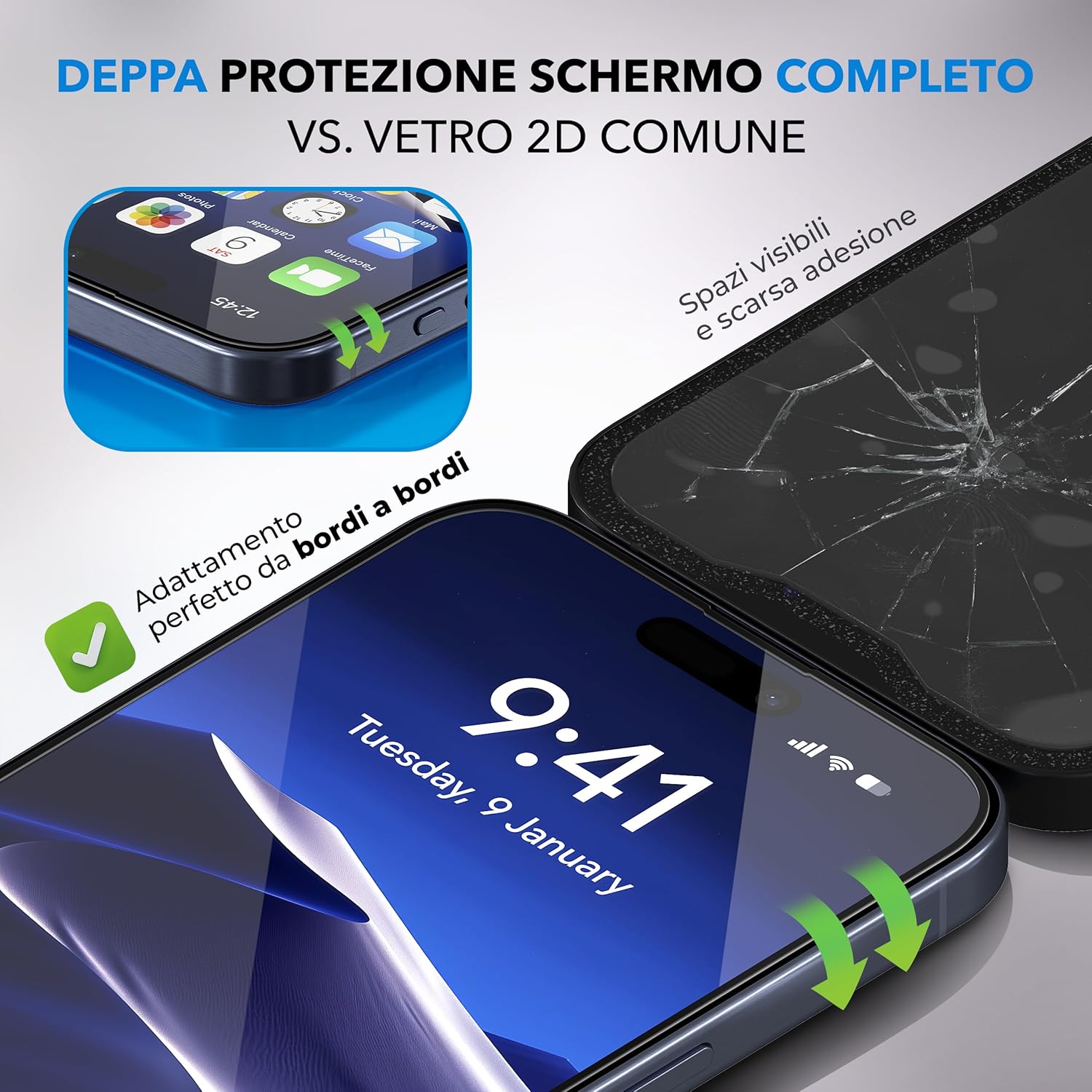 Deppa Pellicola Anti-Luce Blu Certificata per iPhone 12 Pro/12 - immagine 5