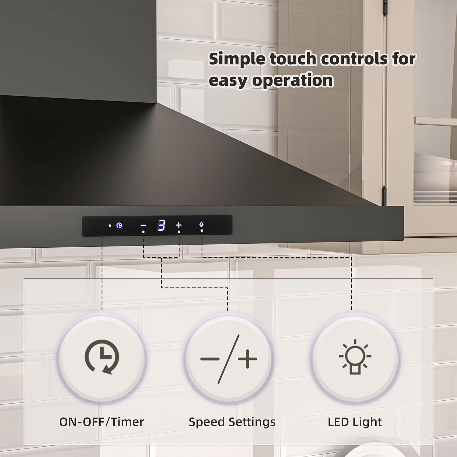 Firegas Cappa Aspirante 60 cm Nera, Acciaio Inox - immagine 3