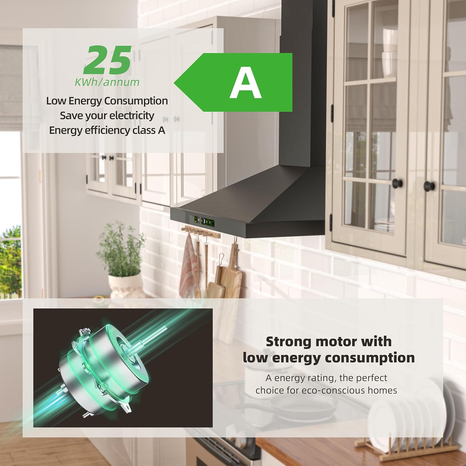 Firegas Cappa Aspirante 60 cm Nera, Acciaio Inox - immagine 7