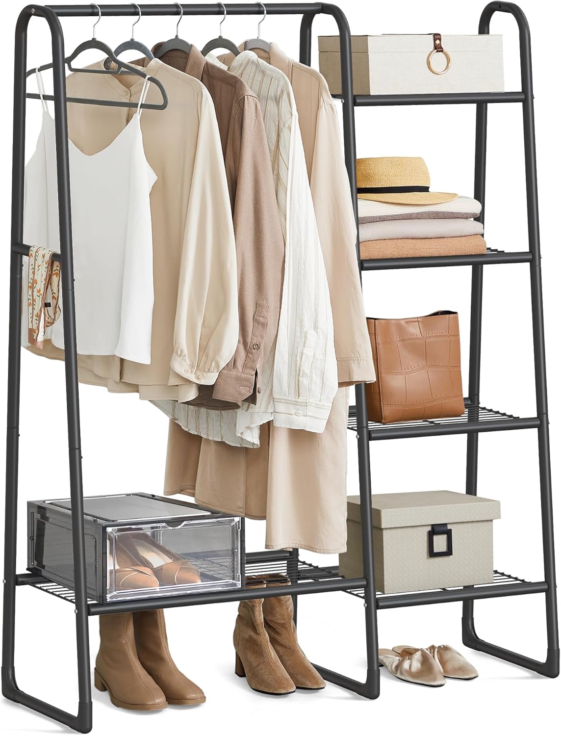 Songmics Stand Appendiabiti con 5 Ripiani, Nero Inchiostro - immagine 1