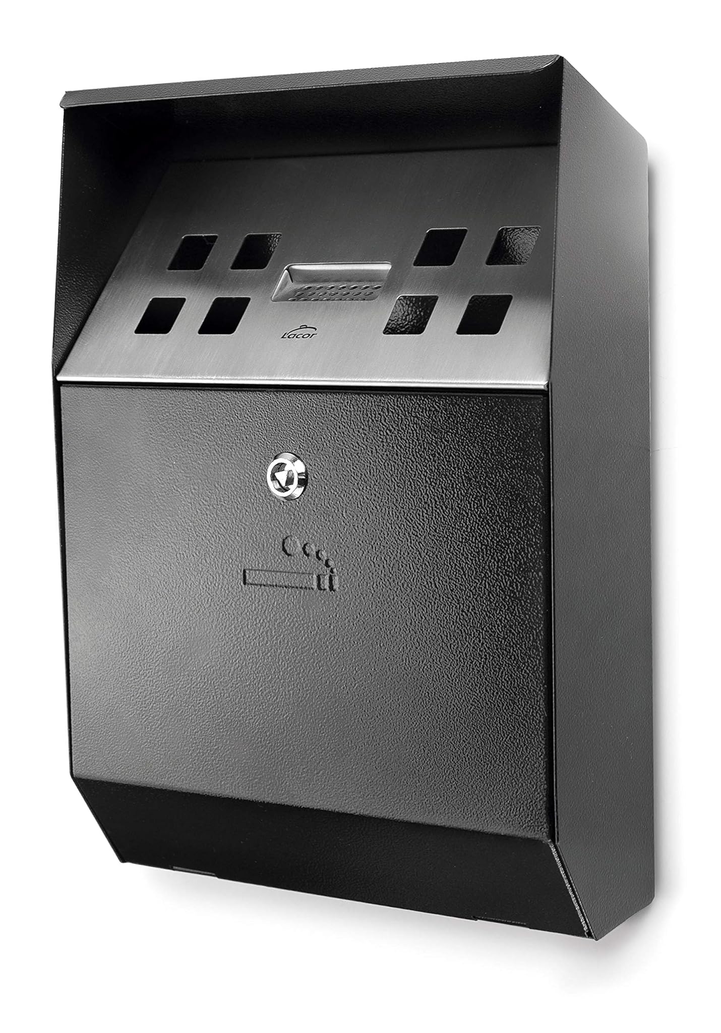 Lacor - Posacenere da parete nero, acciaio inossidabile 18/10