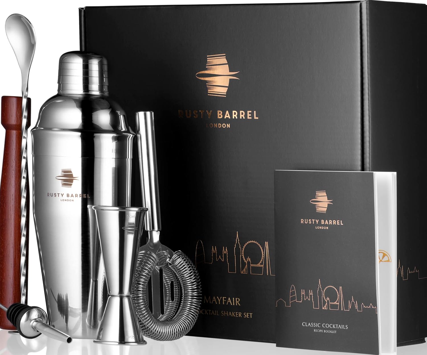 Rusty Barrel Set Cocktail Mayfair - Shaker Acciaio Inox - immagine 1