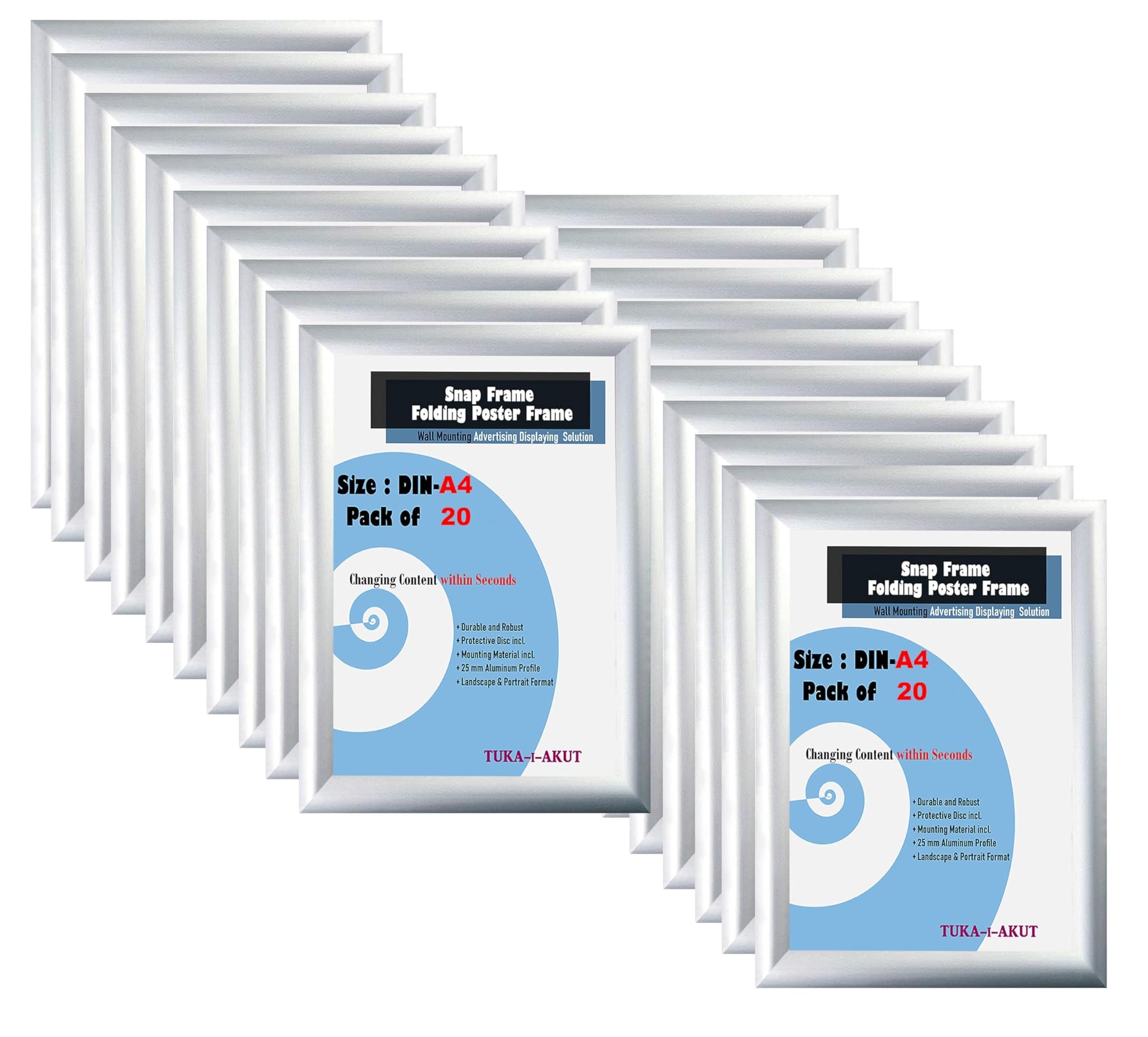 Tuka-i-akut 20X Cornice a Scatto A4 in Alluminio