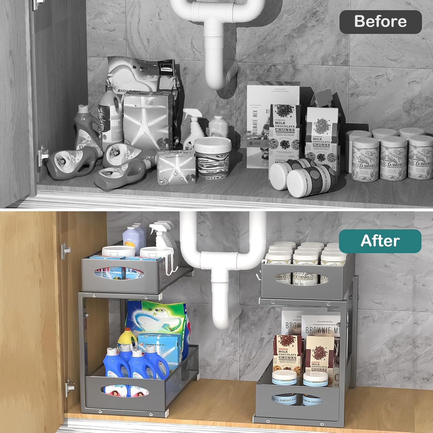 Housolution Organizer Sottolavello in Metallo (2 pz) - immagine 3