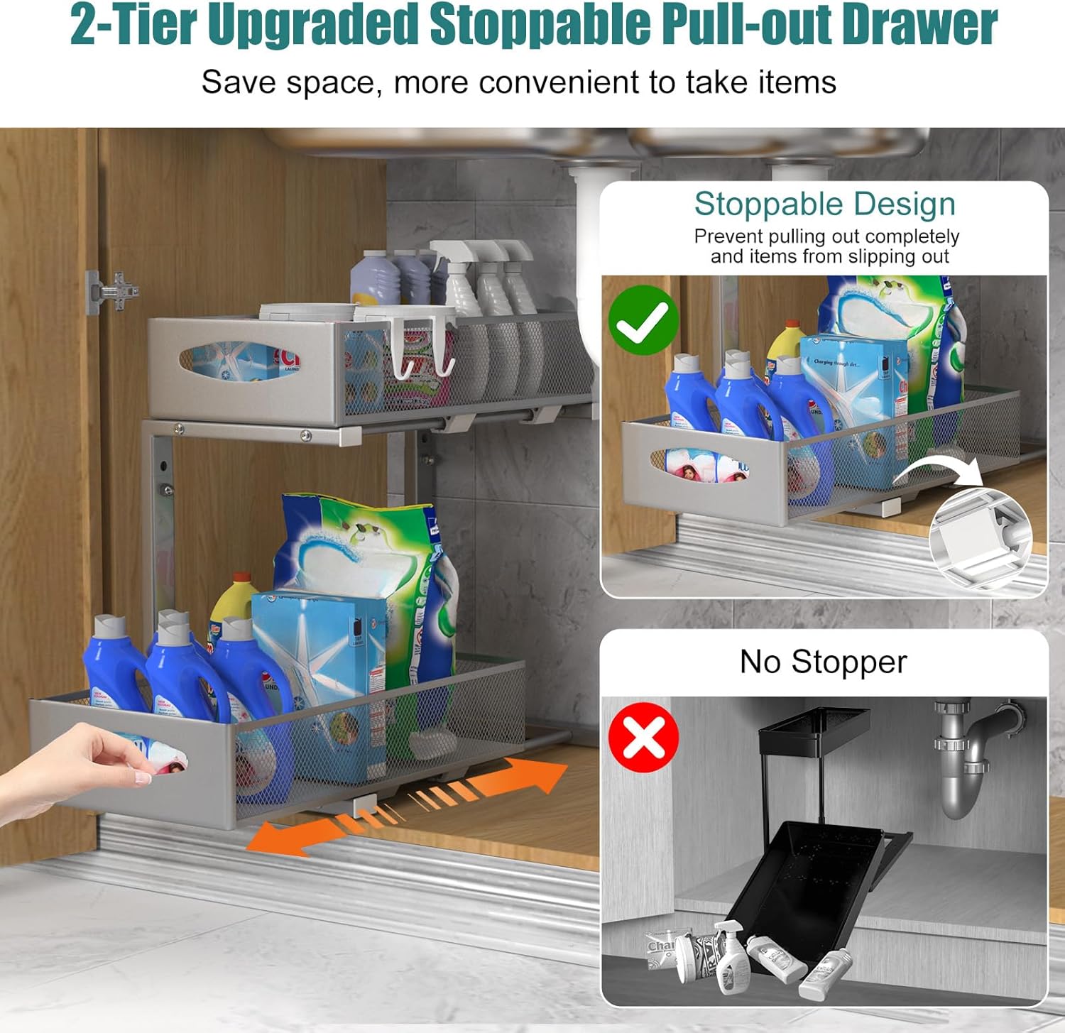 Housolution Organizer Sottolavello in Metallo (2 pz) - immagine 4