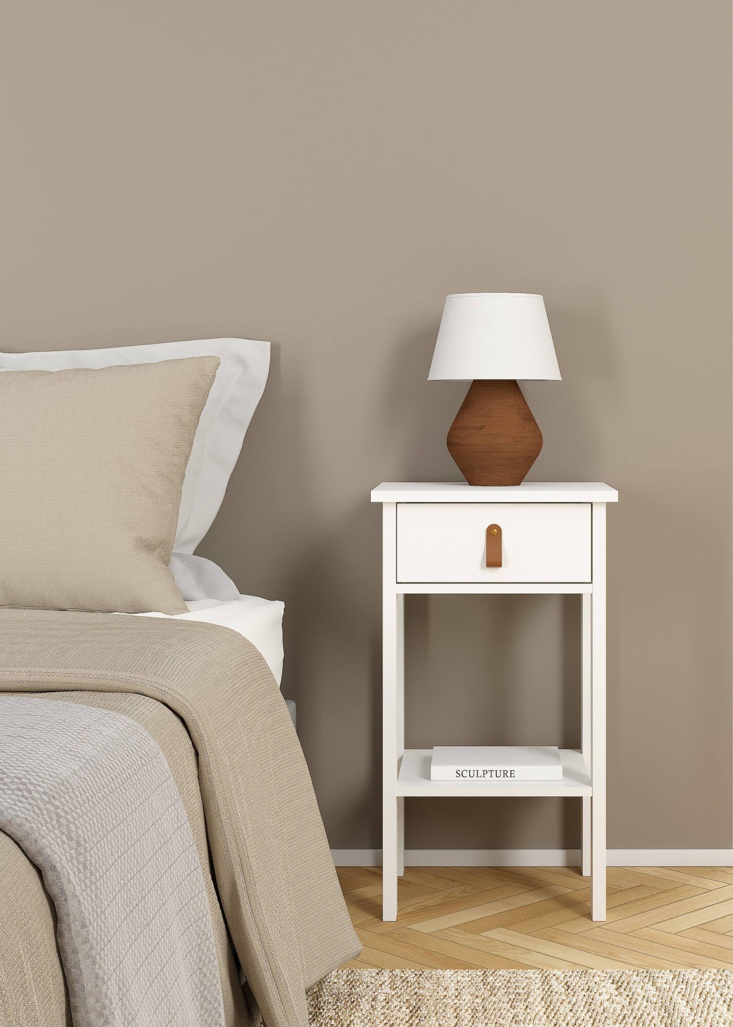 Dmora - Comodino Maxine Comò Basso Bianco 40x34 h70 cm