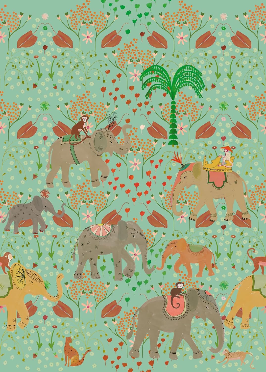 Rasch Carta da Parati 557848 - Elefanti e Fiori