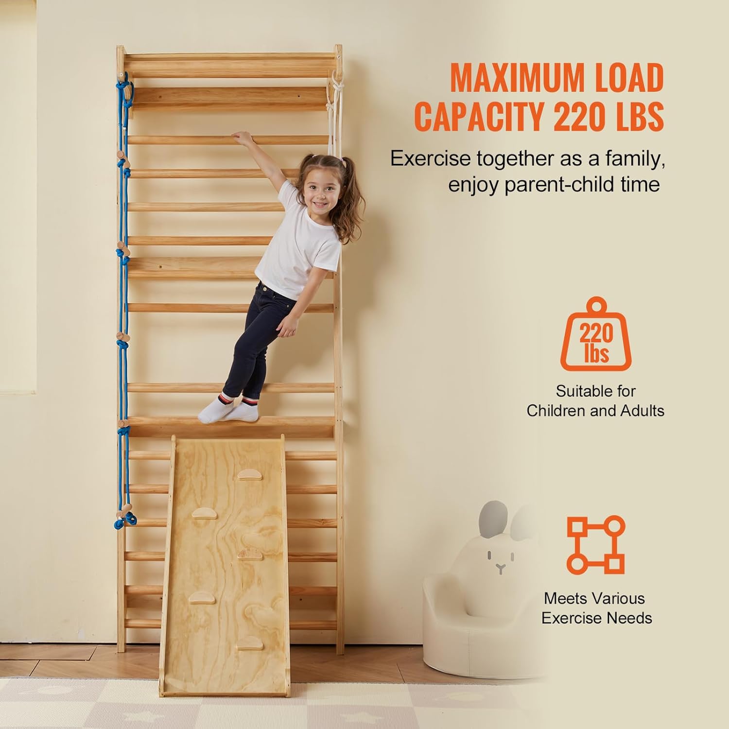 VEVOR Scala Svedese da Parete 15 Gradini in Legno - immagine 5