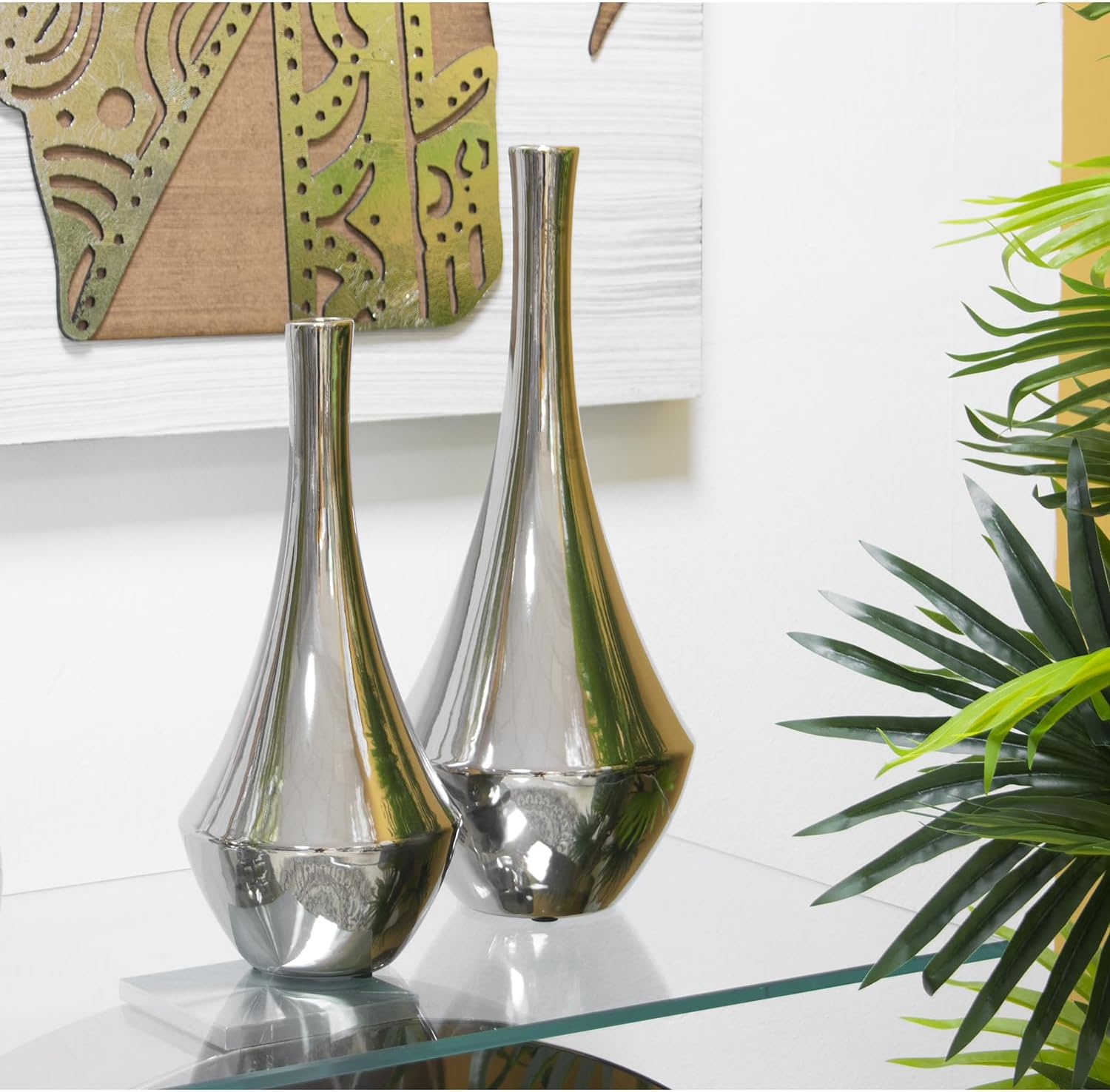 JARRÓN CERÁMICA PLATEADO °17X39CM - immagine 2