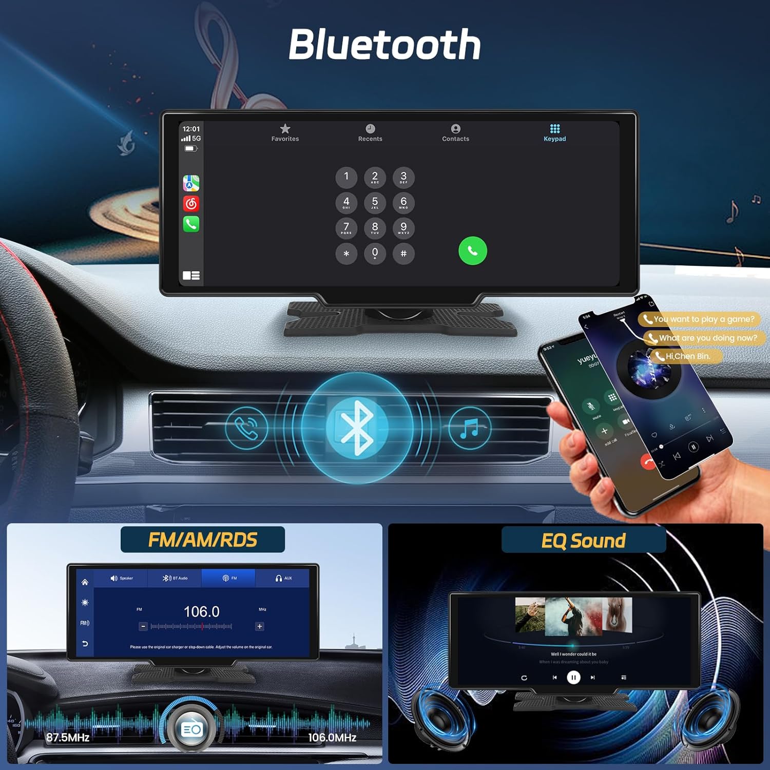 NHOPEEW Carplay Android Auto Wireless 10,26" Touchscreen - immagine 5