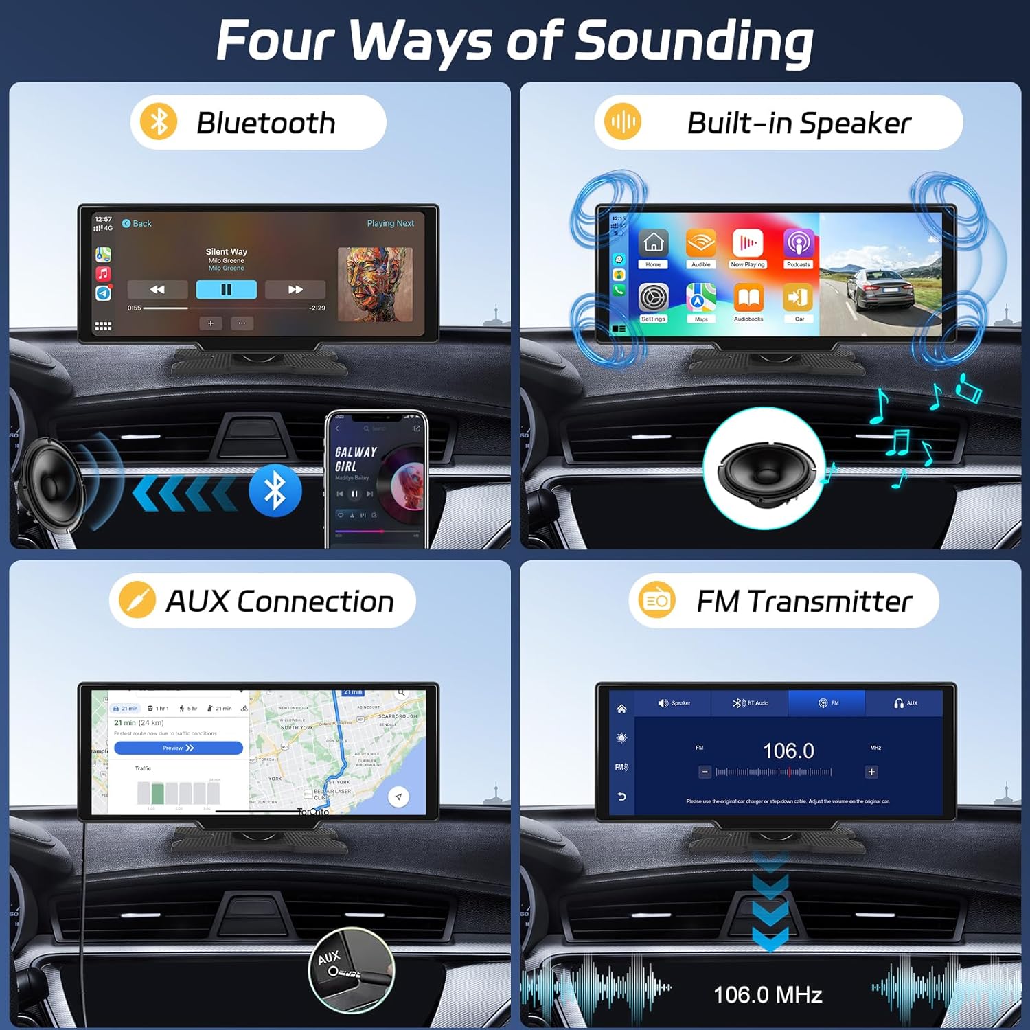 NHOPEEW Carplay Android Auto Wireless 10,26" Touchscreen - immagine 6