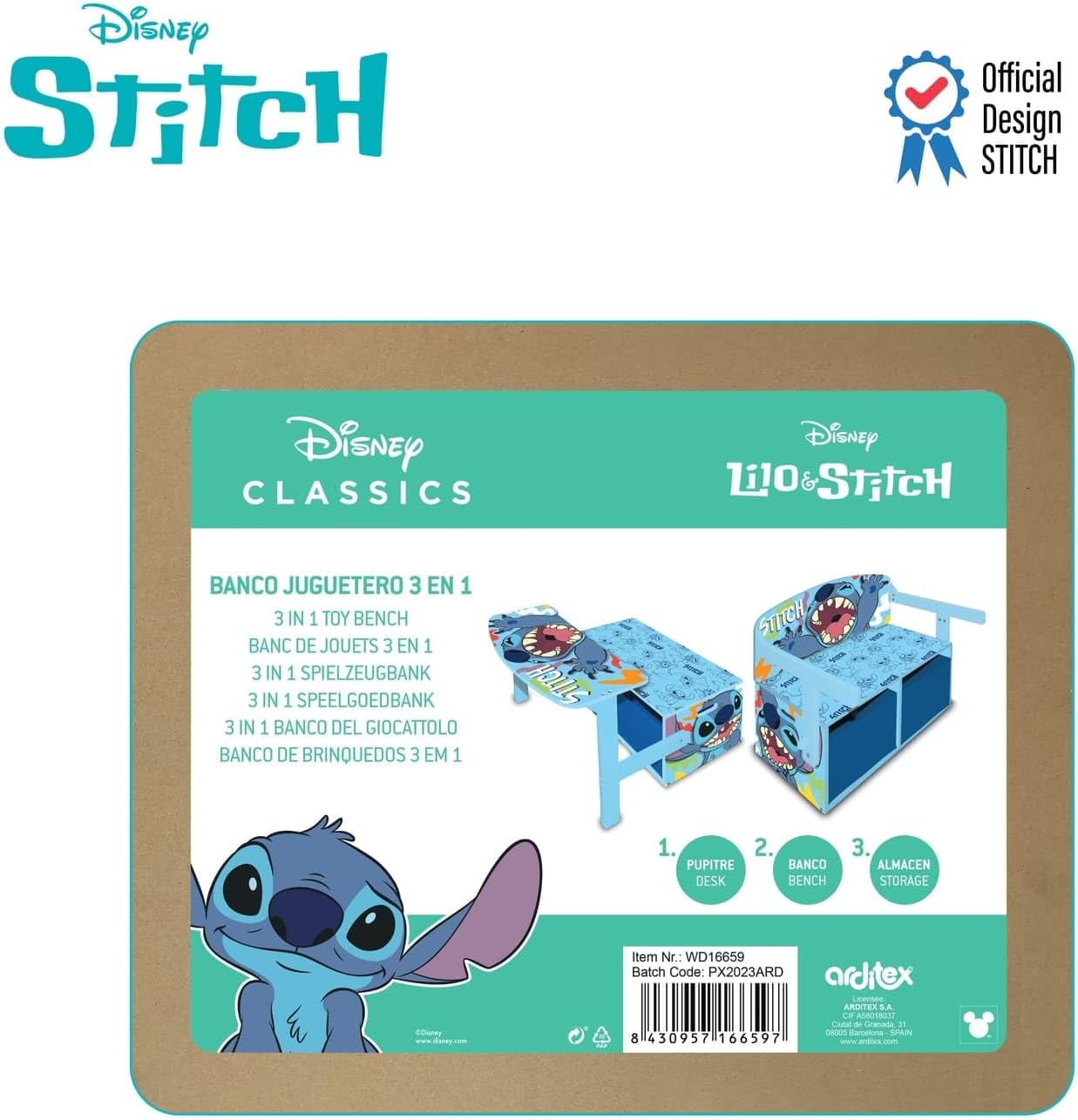 Arditex Panchina Scrittoio Bambini Disney Stitch - immagine 7