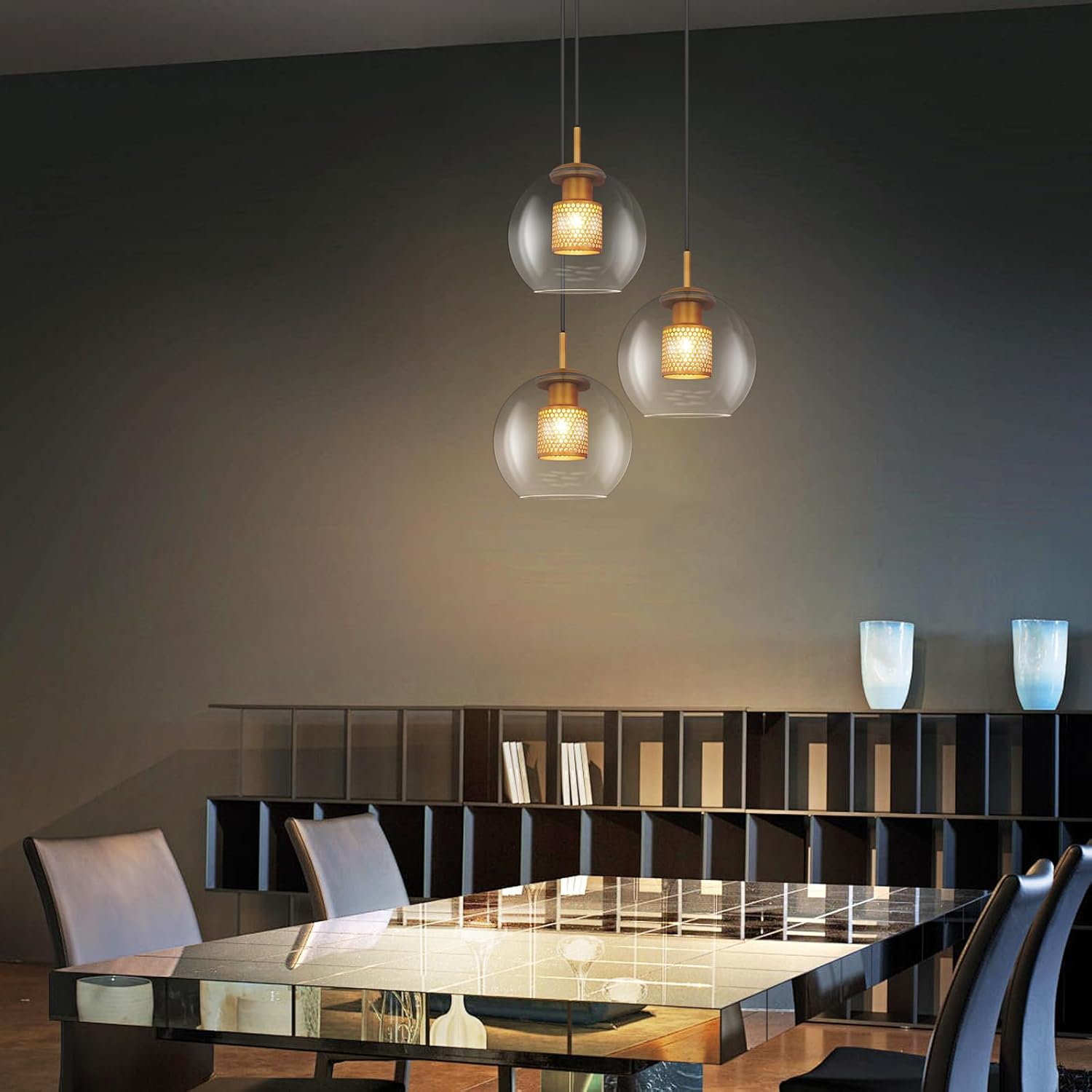 Cbjktx Lampada a Sospensione in Vetro 1 Fiamma E27 - immagine 2