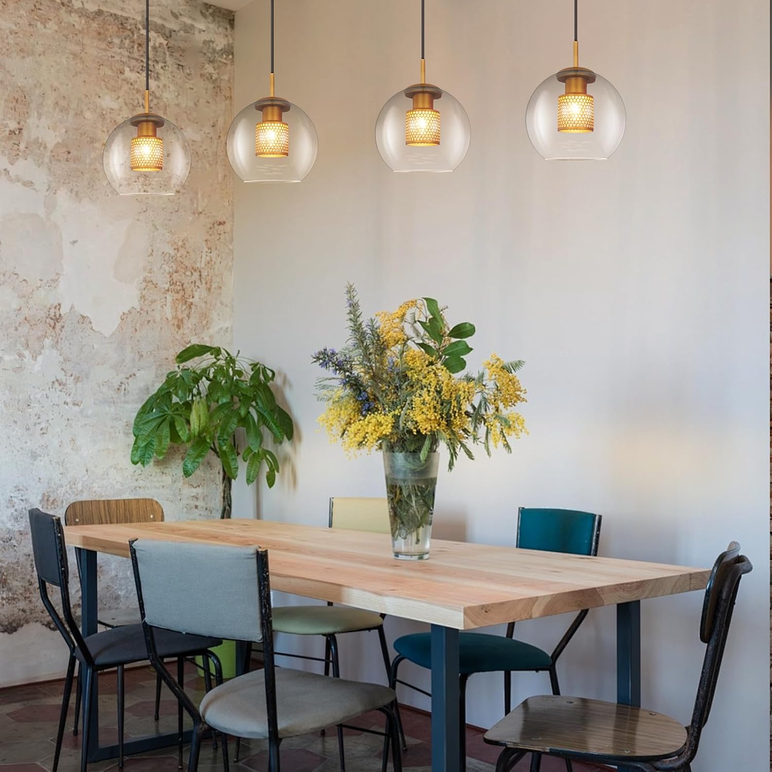 Cbjktx Lampada a Sospensione in Vetro 1 Fiamma E27 - immagine 3