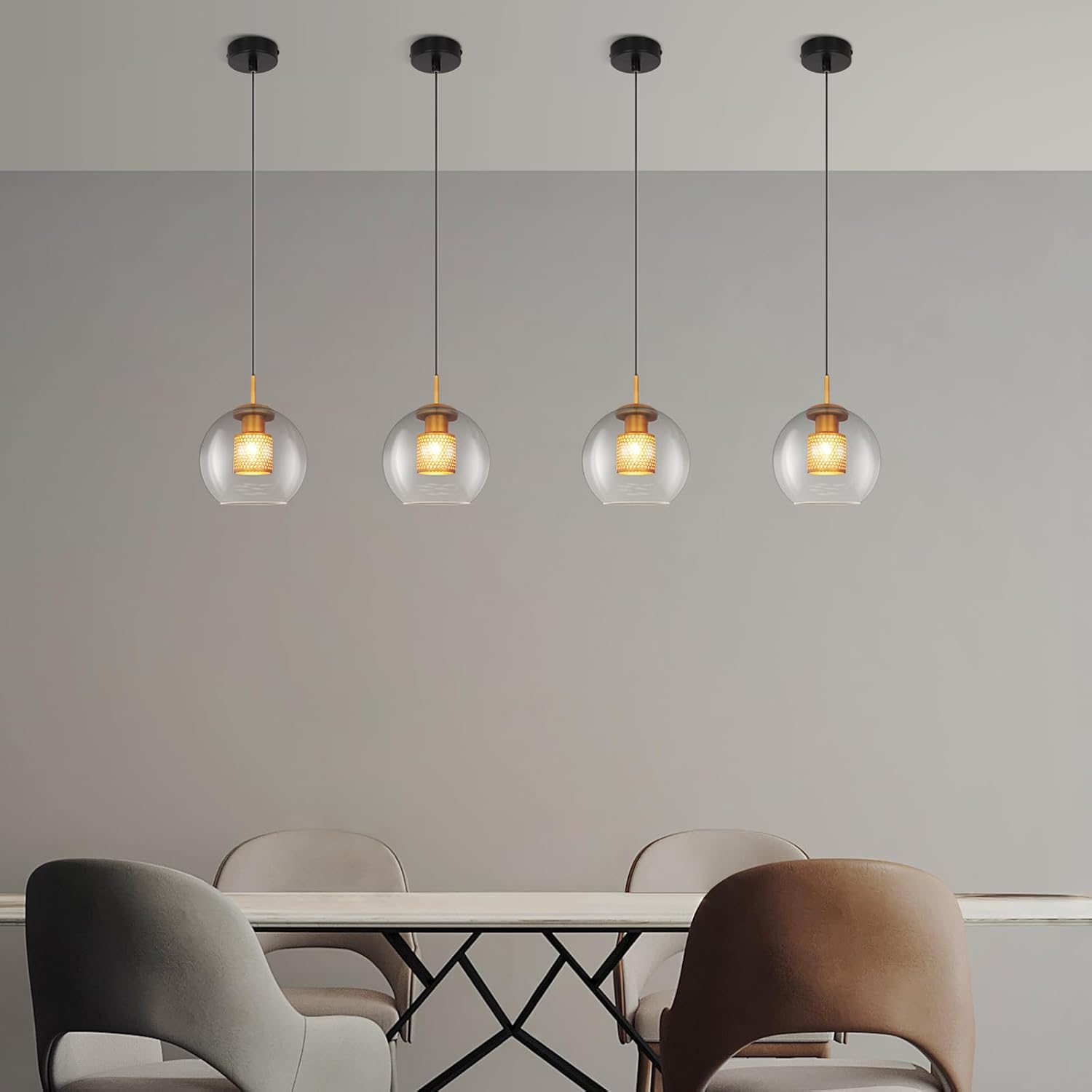 Cbjktx Lampada a Sospensione in Vetro 1 Fiamma E27 - immagine 8