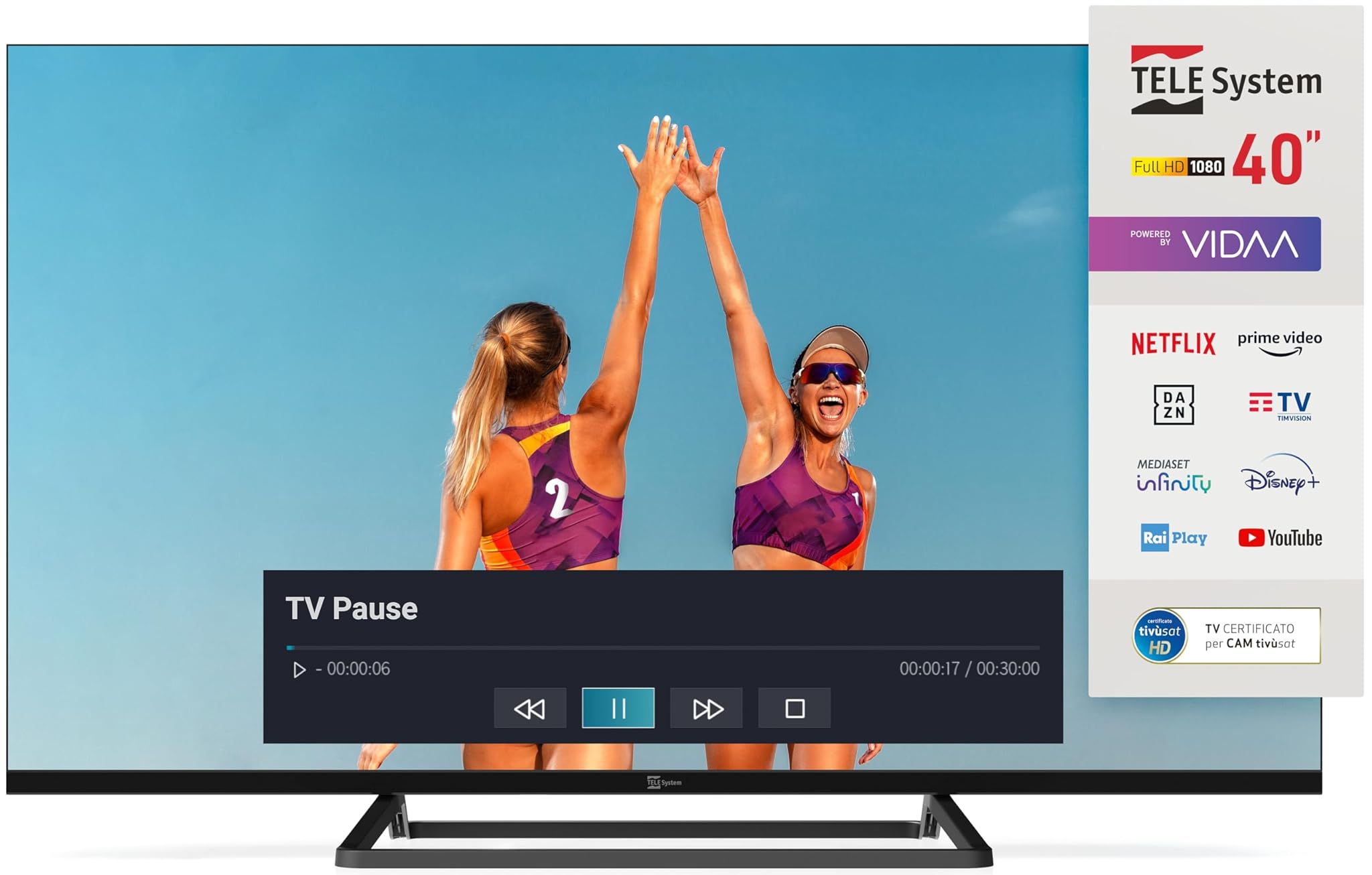 Tele System Smart TV 40 Pollici Full HD LED Frameless