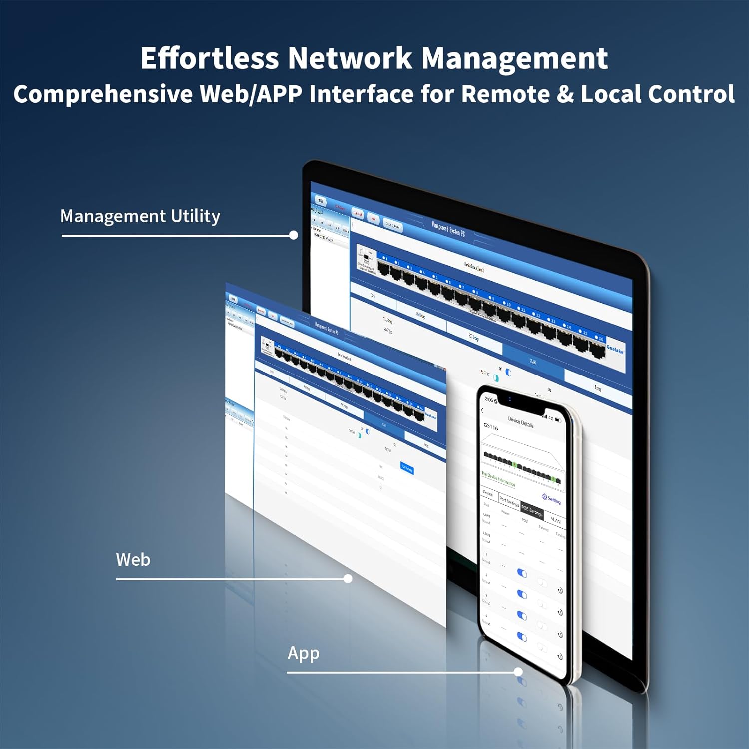 Goalake Switch di Rete Gestito 16 Porte Gigabit Ethernet - immagine 3