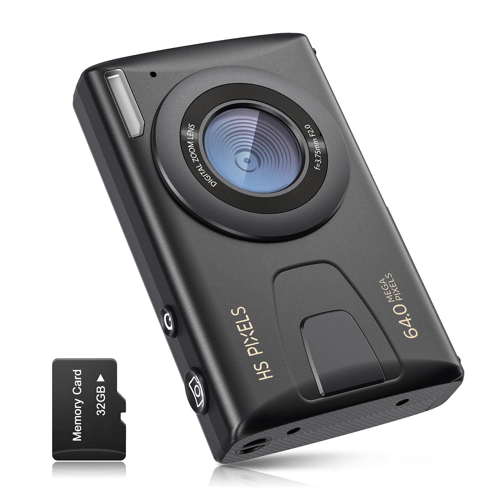 Ccn Fotocamera Digitale 64MP 1080P FHD, Nero