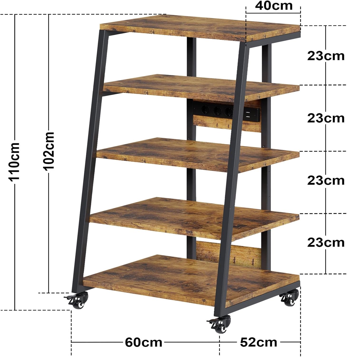 HiFi Rack a 5 Livelli con Ruote 60x52x110cm - immagine 2