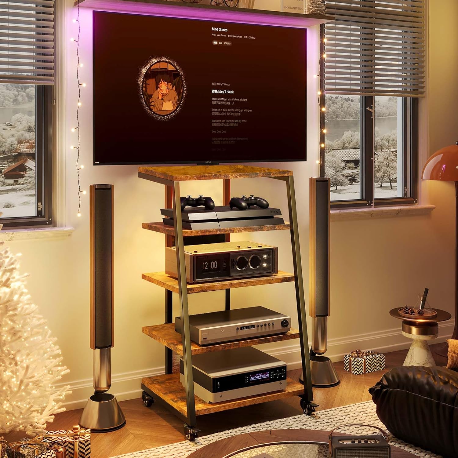 HiFi Rack a 5 Livelli con Ruote 60x52x110cm - immagine 6