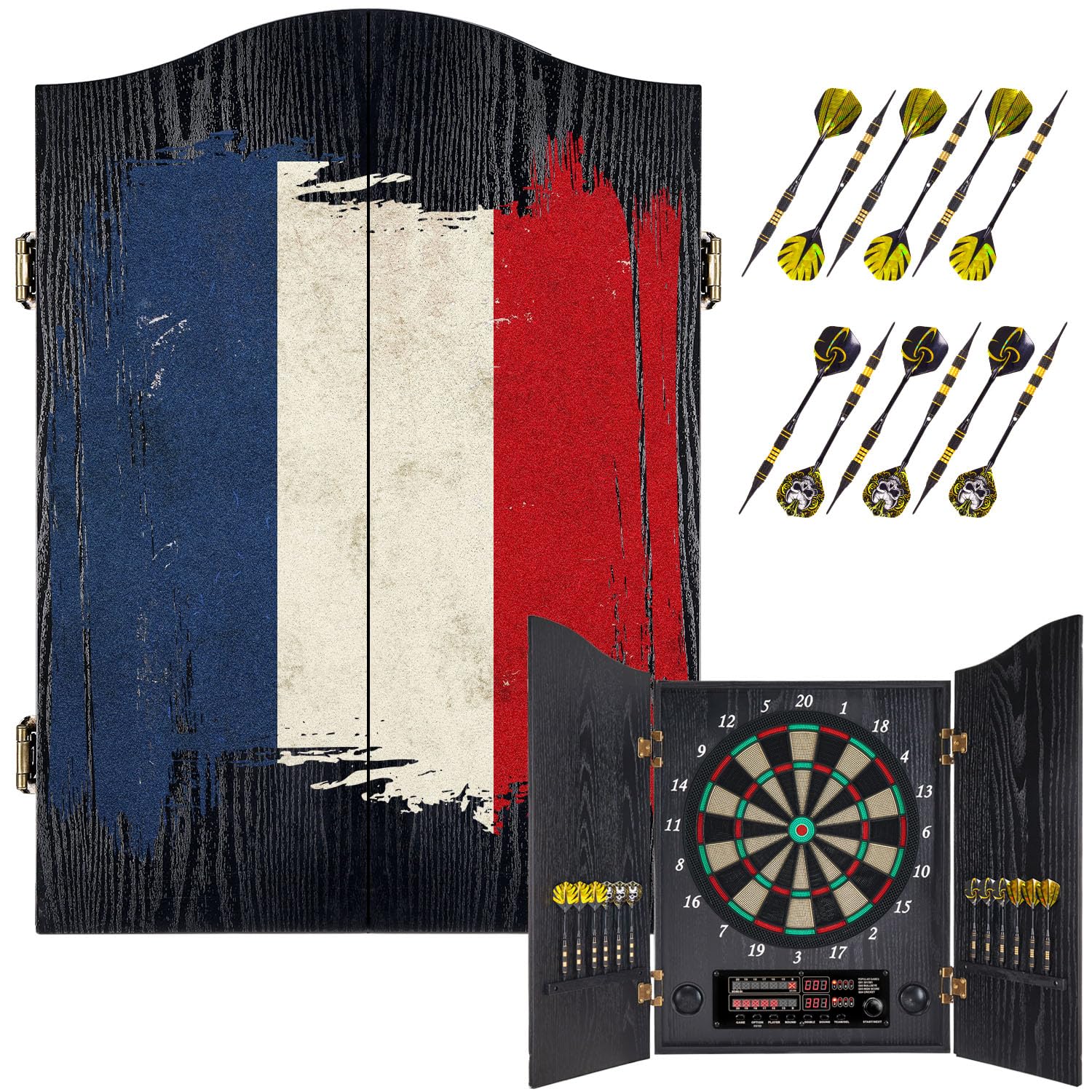 Bersaglio Elettronico per Freccette con Ante in Legno, Nero