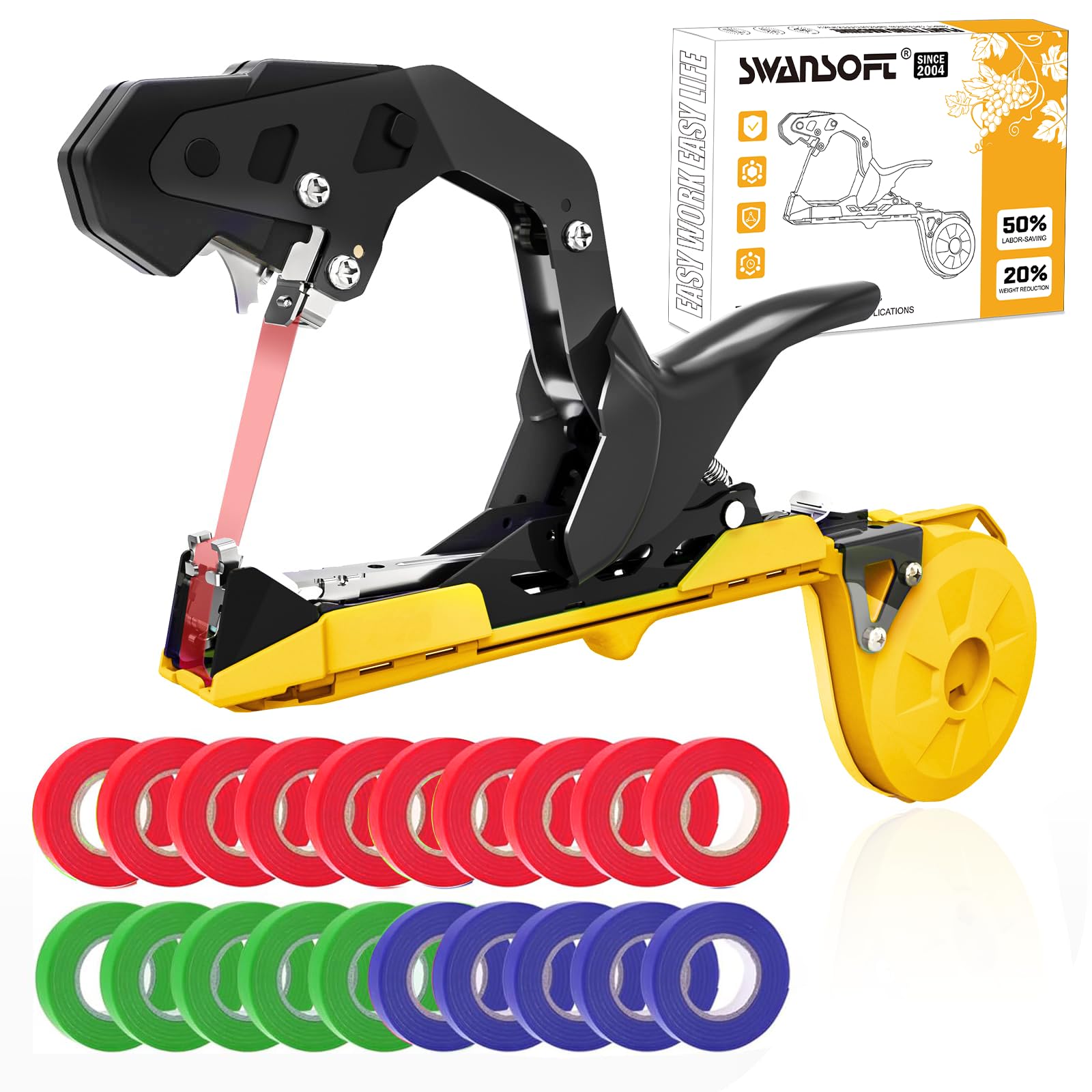 SWANSOFT Legatrice per Piante Pomodori, 420 g Legatrice per Pomodori (Giallo)