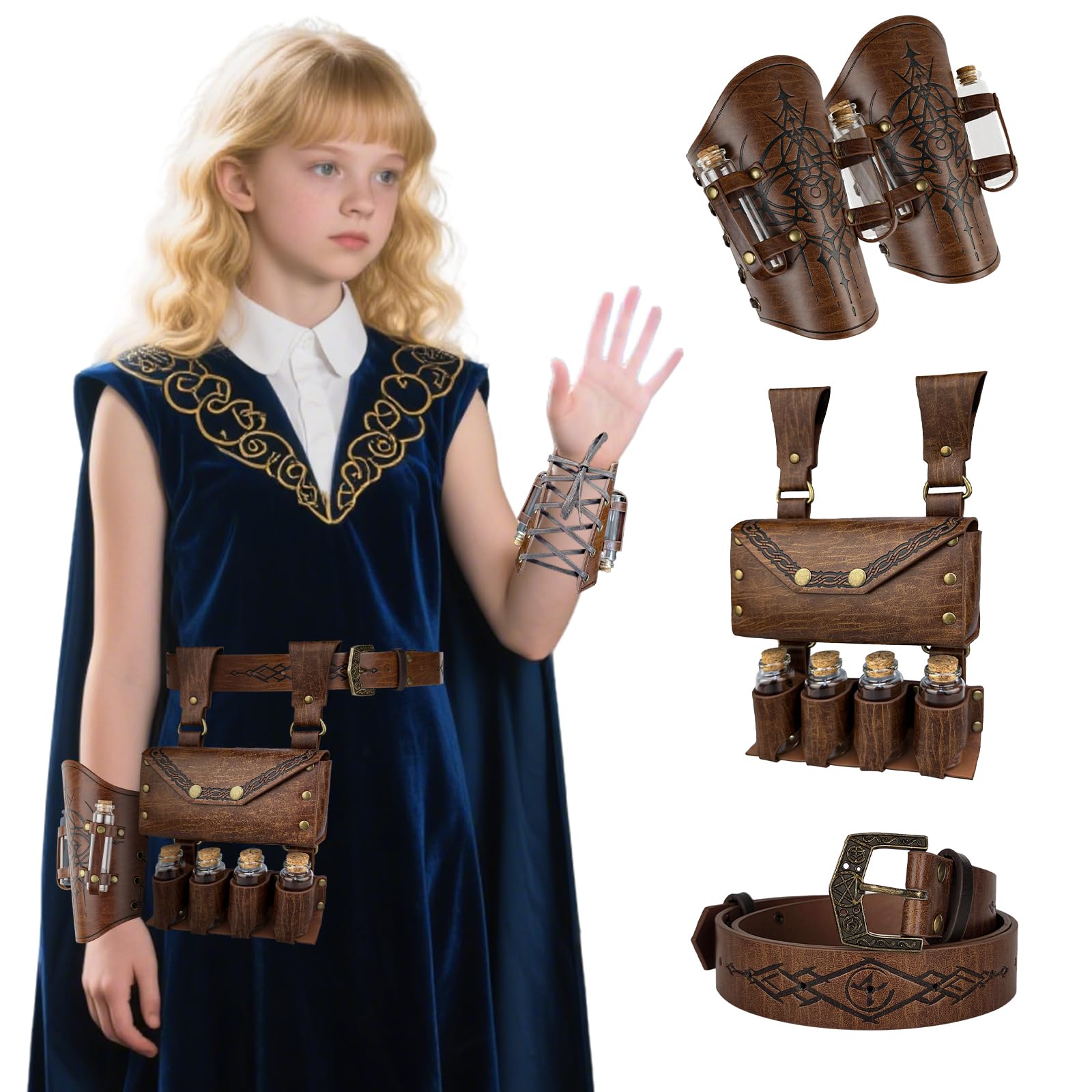HiiFeuer Set Alchimista Medievale per Bambini, Marrone A