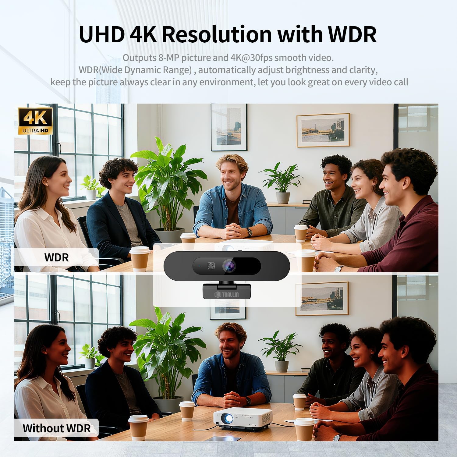 Toallin Webcam 4K con WDR e AI Auto-Framing - immagine 4