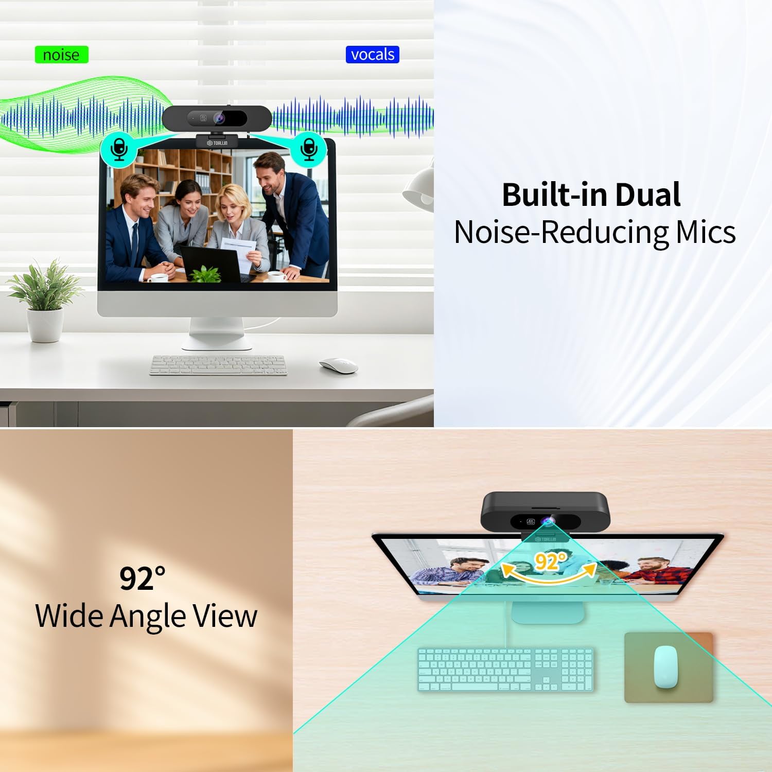 Toallin Webcam 4K con WDR e AI Auto-Framing - immagine 7