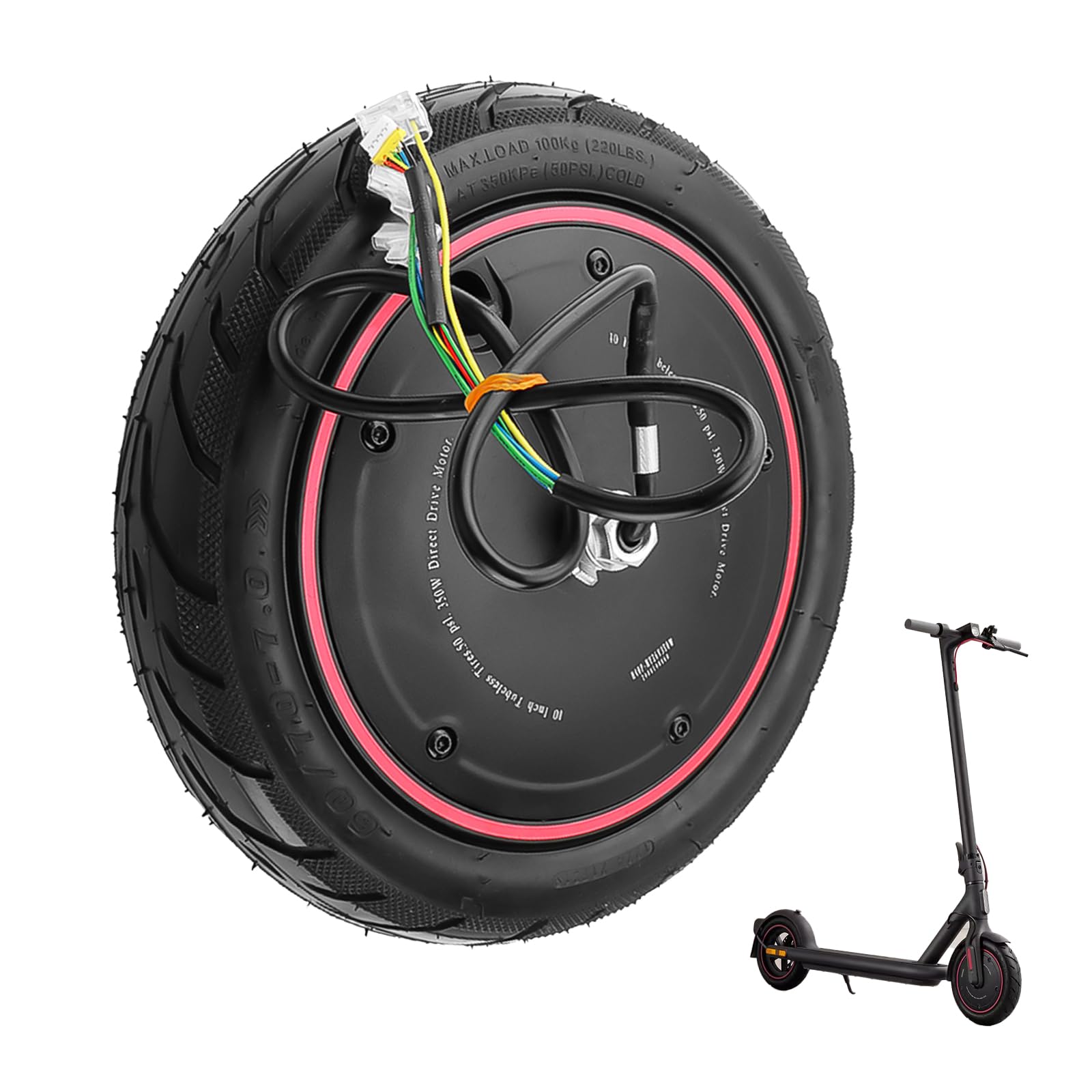 Motore Mozzo Dello Scooter Elettrico, 36V 350W Ruote Ricambio Per Motori Scooter Con Pneumatici In Gomma Piena Motore Ruota Motrice Motore Ricambio Adatto Per Xiaomi Mi4 Pro Scooter Elettrico