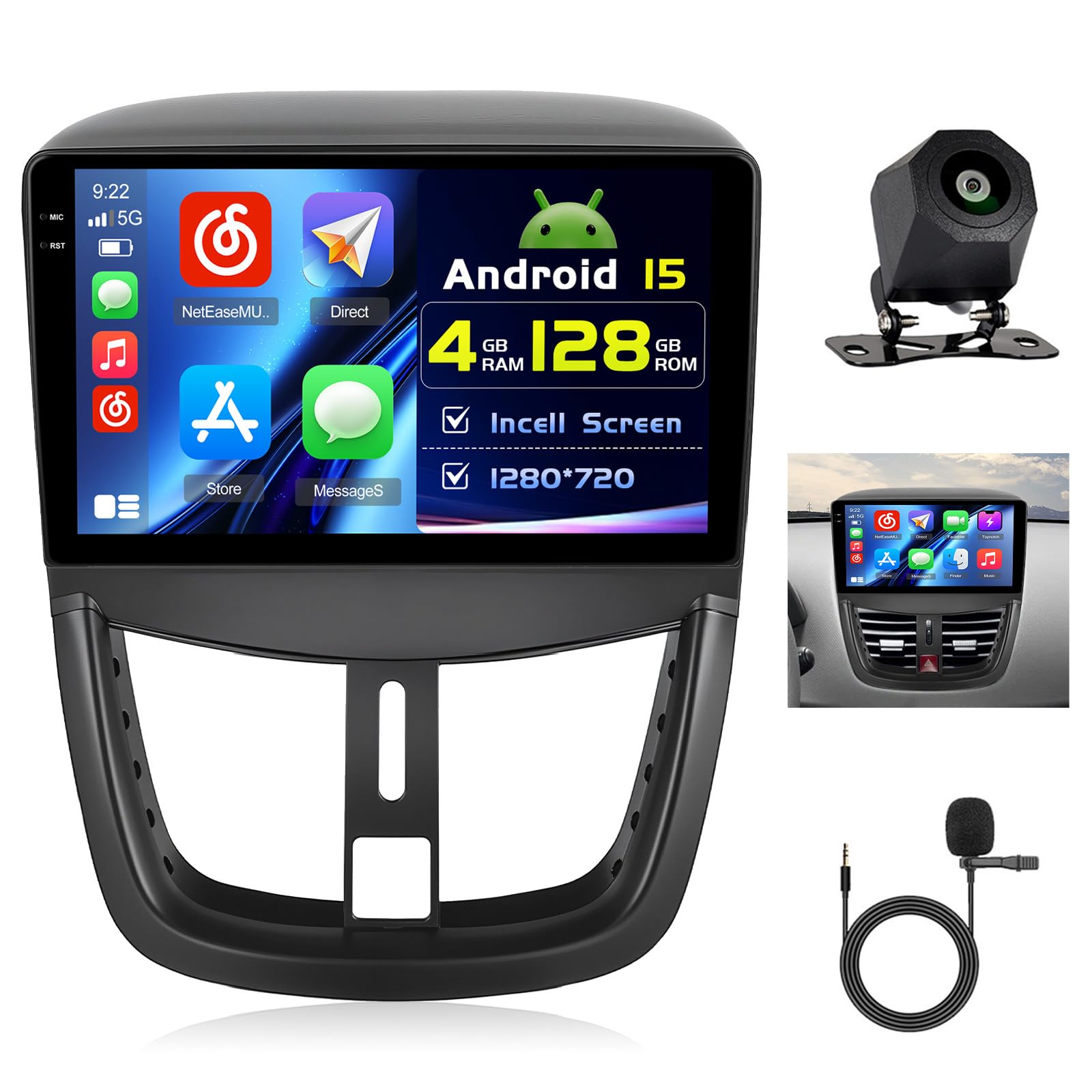 Autoradio Android 9" per Peugeot 207 (2006-2015)