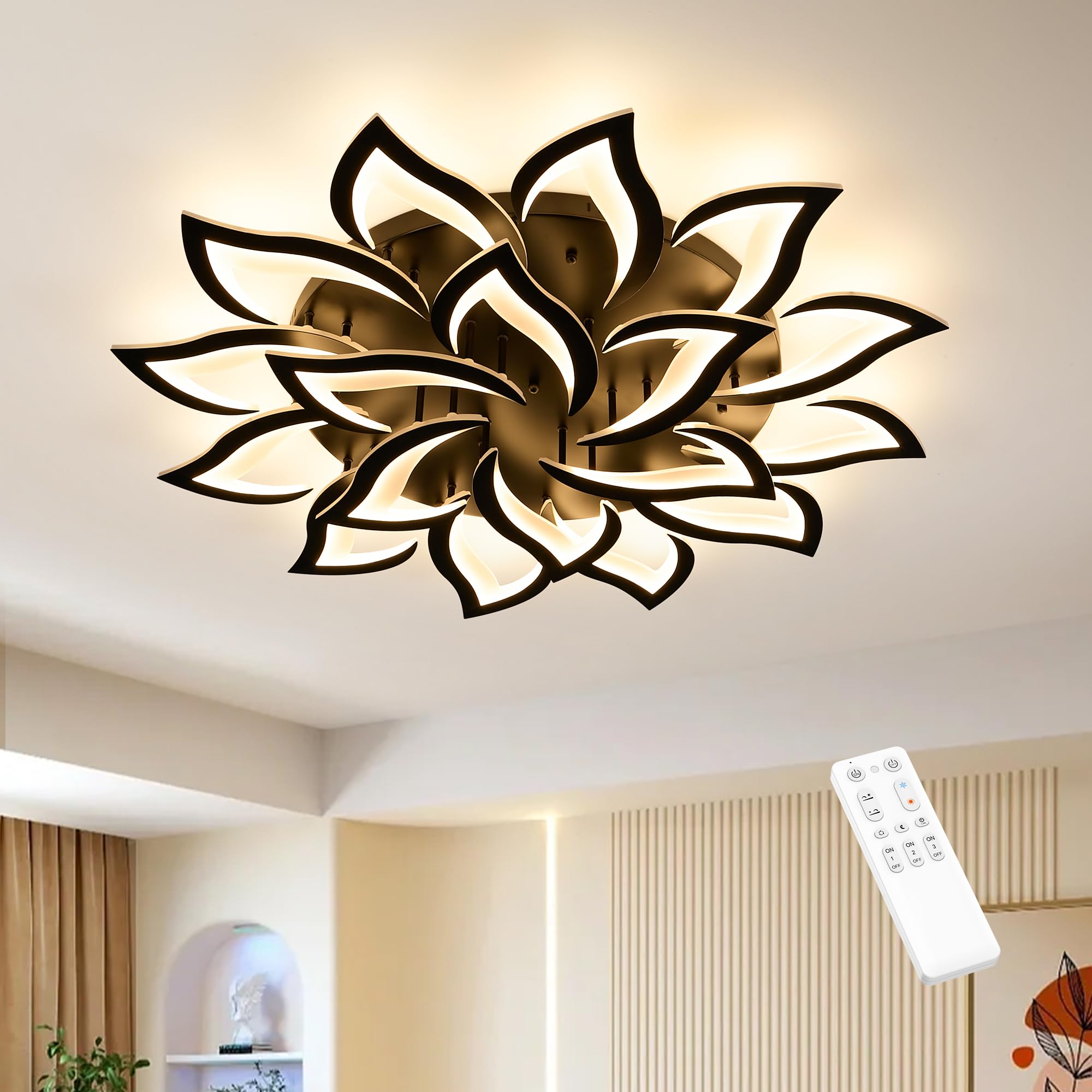Plafoniera LED Soffitto Dimmerabile 100W, Nera