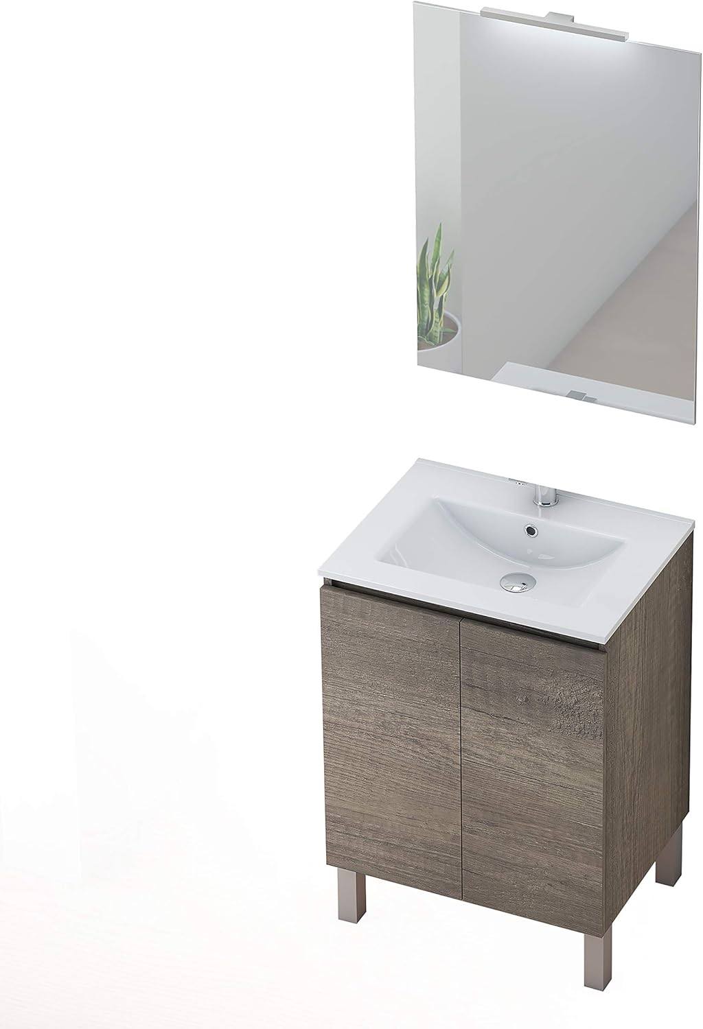 Baikal Set Mobile Bagno con Lavabo e Specchio LED - immagine 1