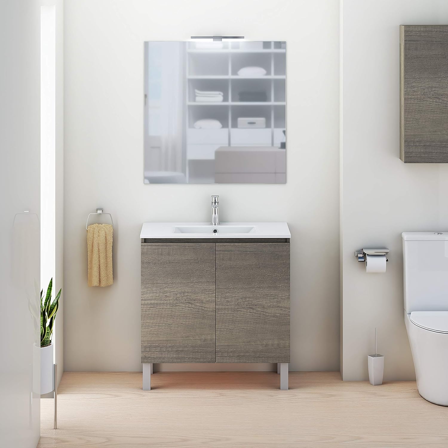 Baikal Set Mobile Bagno con Lavabo e Specchio LED - immagine 2
