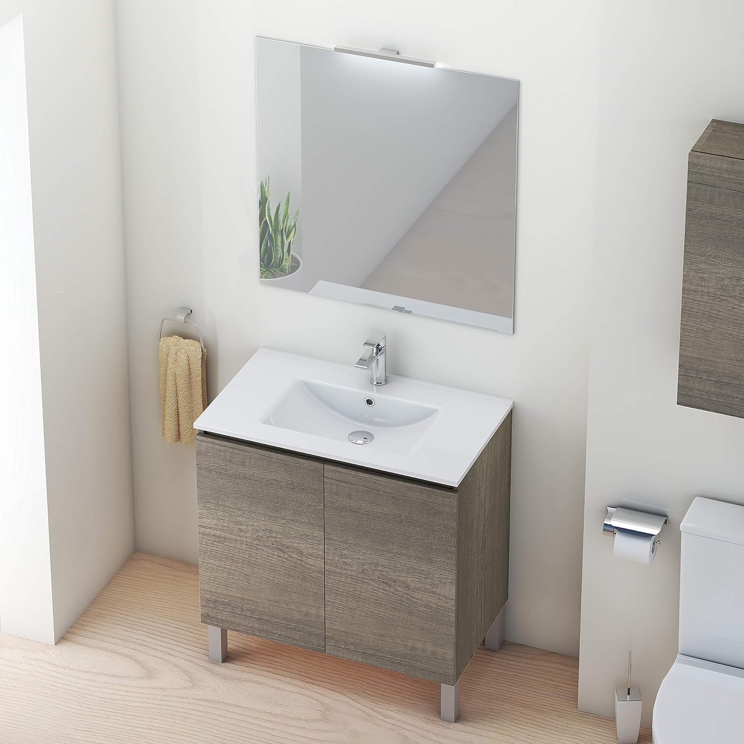 Baikal Set Mobile Bagno con Lavabo e Specchio LED - immagine 3
