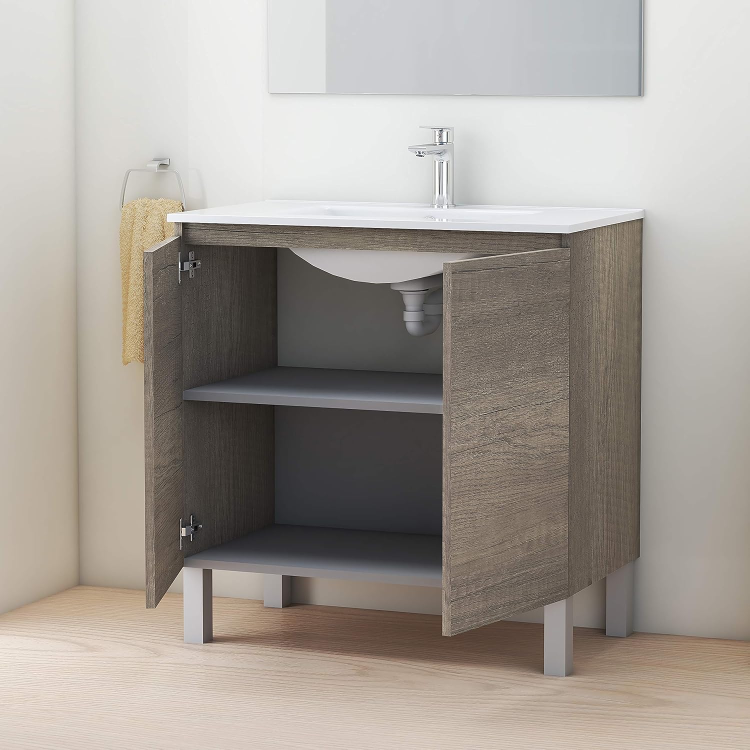 Baikal Set Mobile Bagno con Lavabo e Specchio LED - immagine 5